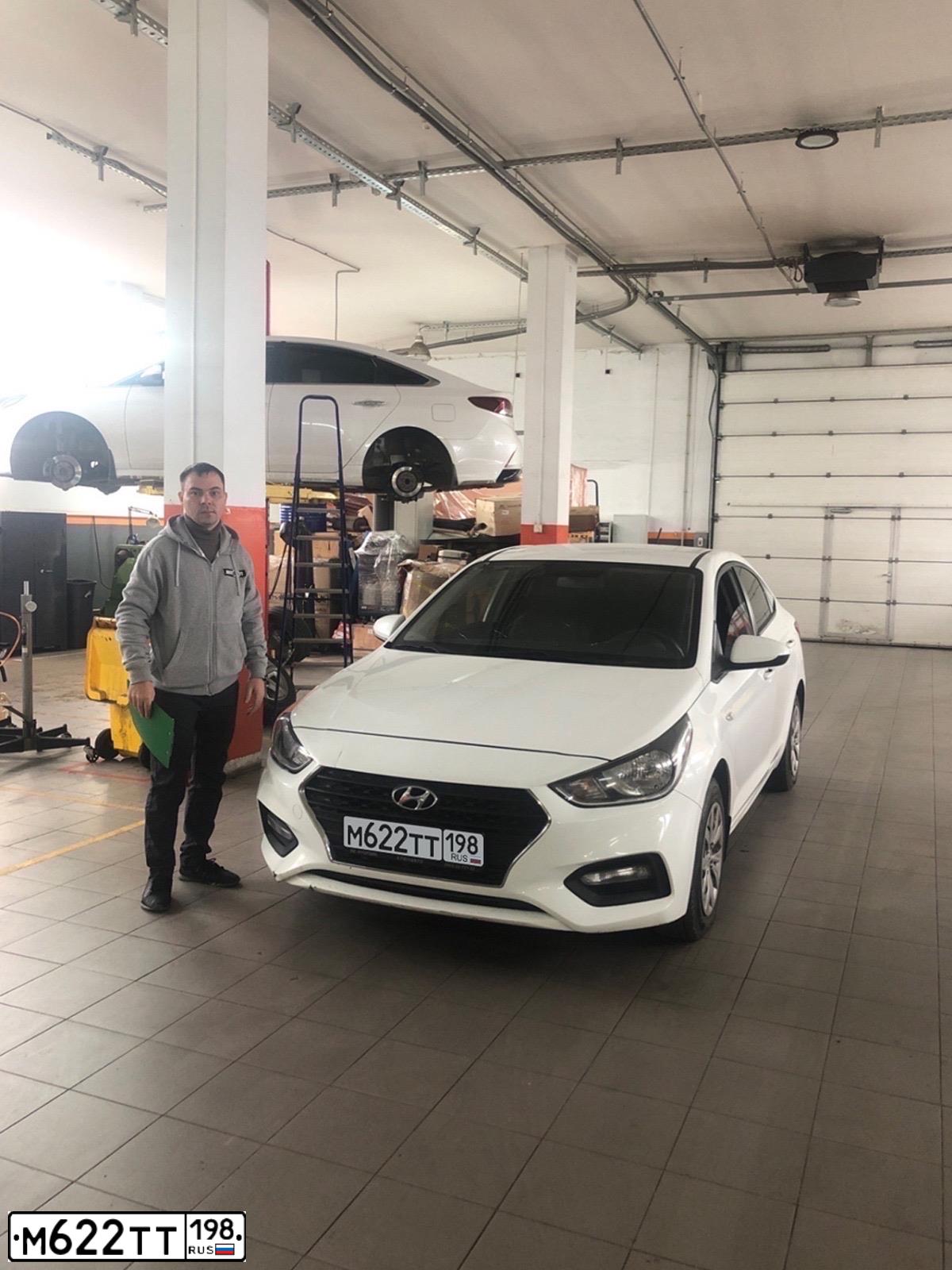 Фото автомобиля HYUNDAI SOLARIS, 2019 — госномер М622ТТ198. Цвет: Белый