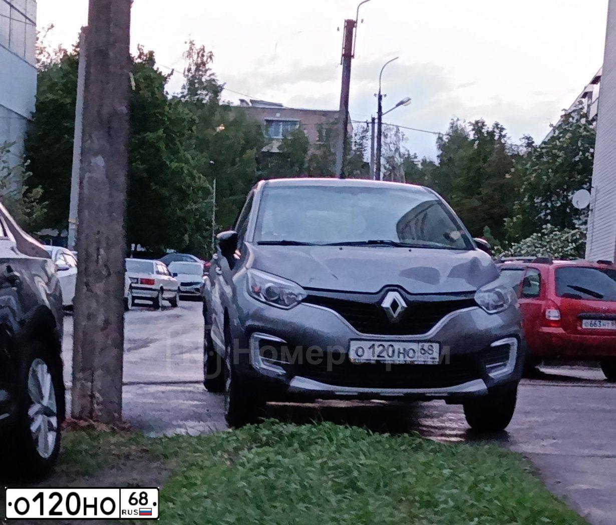 Фото автомобиля RENAULT KAPTUR, 2019 — госномер О120НО68. Цвет: СЕРЫЙ