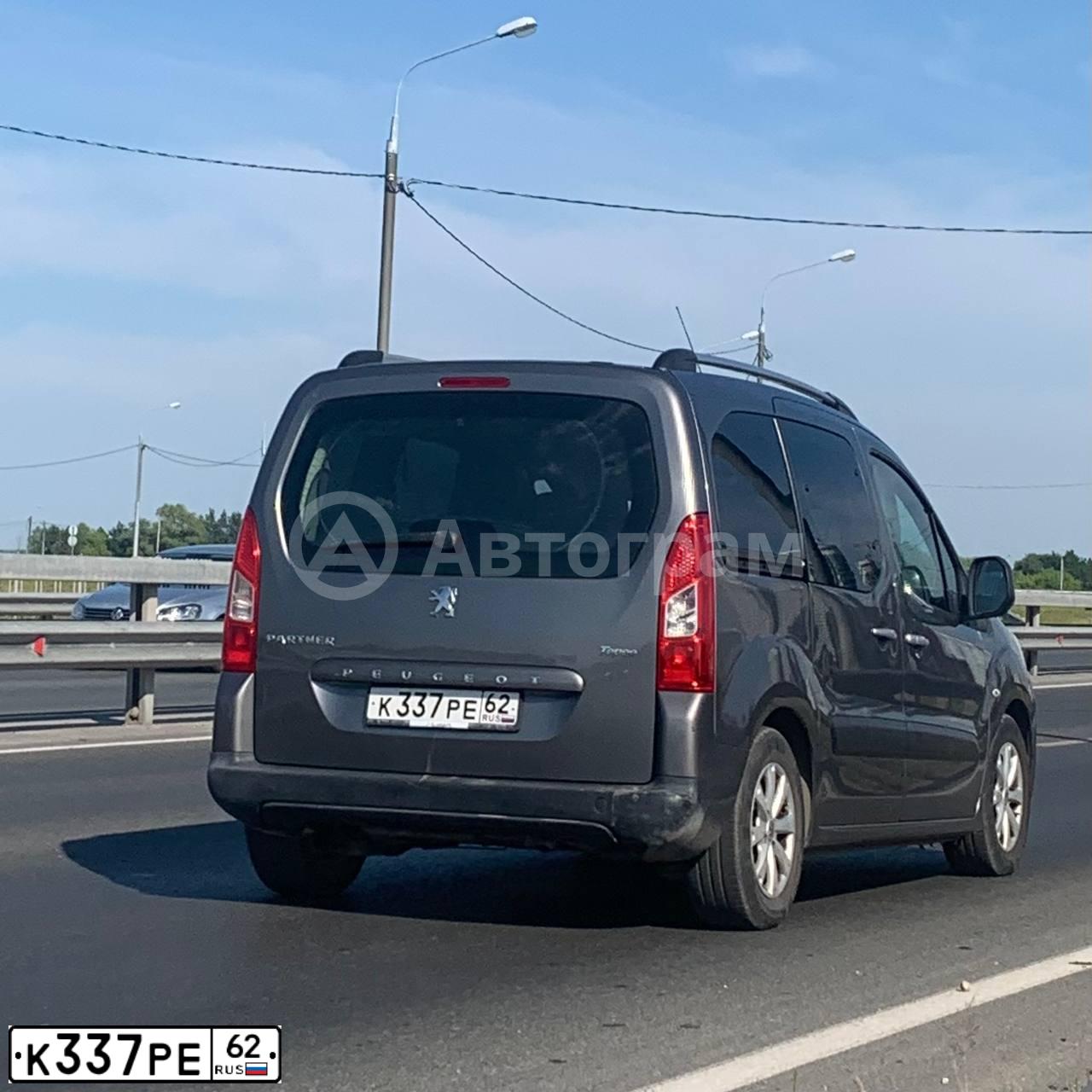 Фото автомобиля PEUGEOT PARTNER, 2012 — госномер К337РЕ62. Цвет: СЕРЫЙ