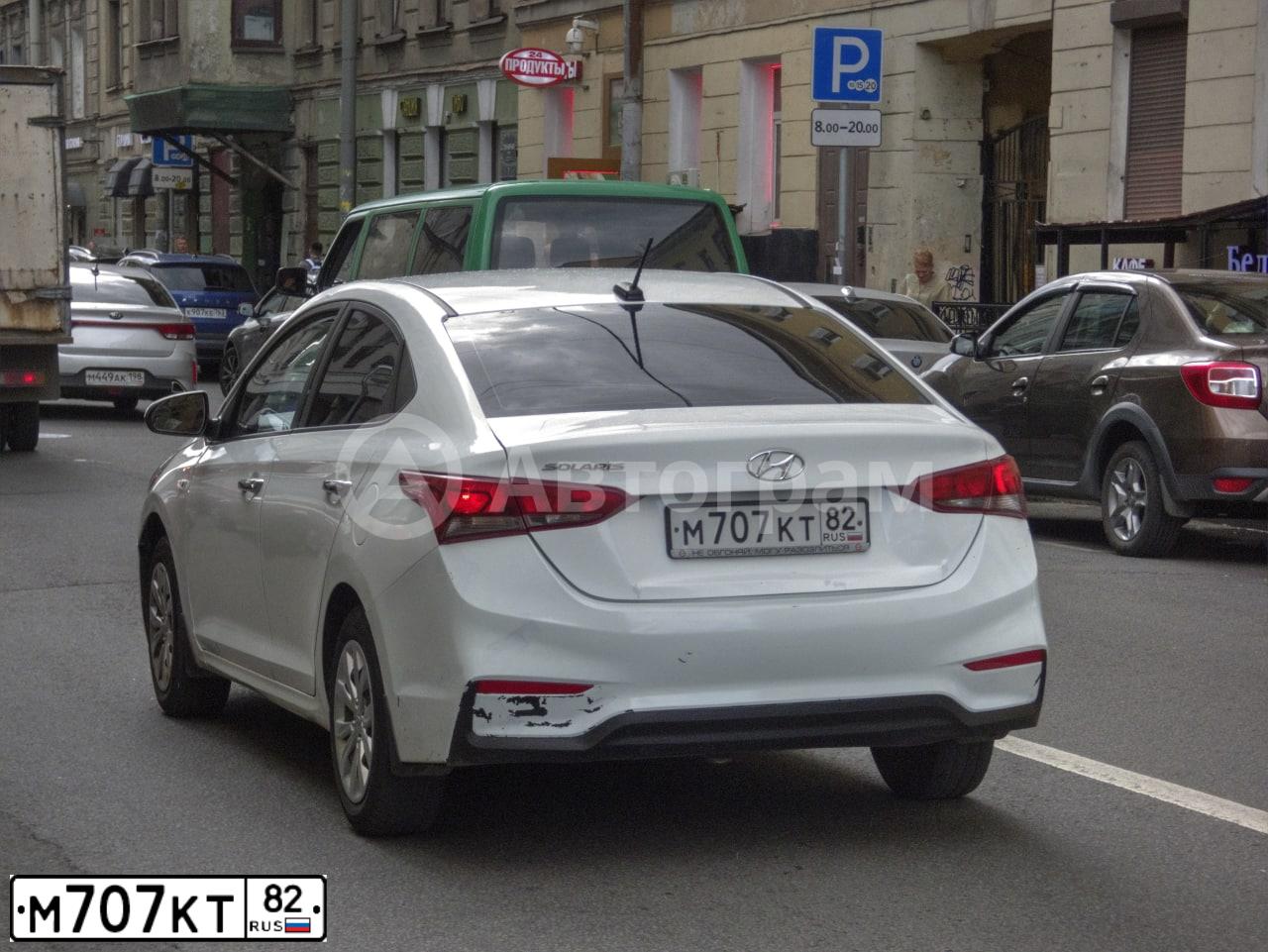 Фото автомобиля HYUNDAI SOLARIS, 2017 — госномер М707КТ82. Цвет: Белый