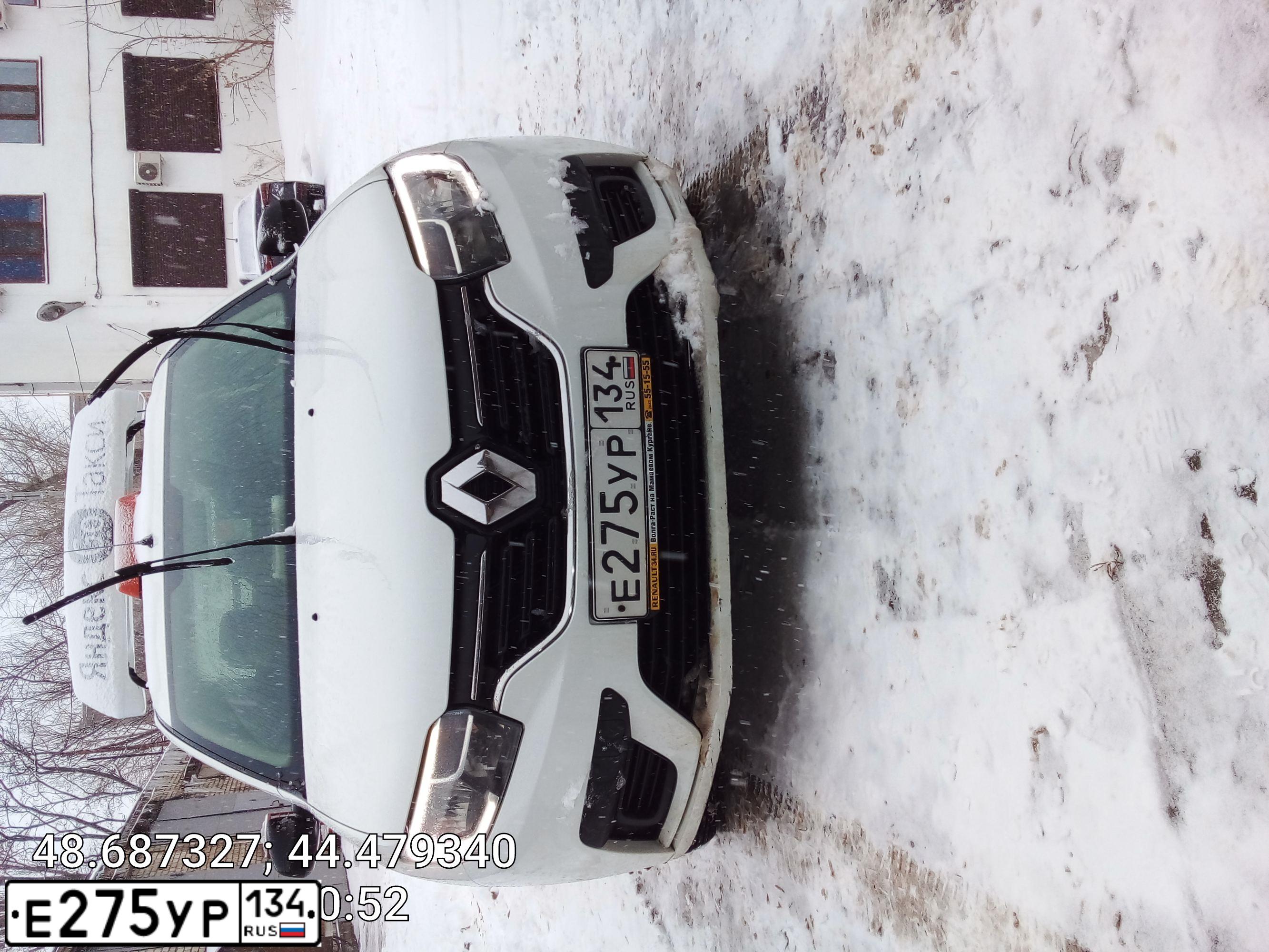 Фото автомобиля RENAULT LOGAN, 2019 — госномер О723КК761. Цвет: Белый