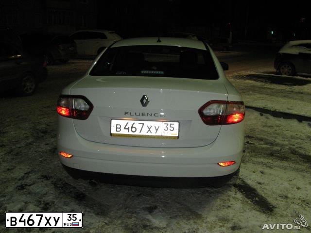 Фото автомобиля RENAULT FLUENCE, 2012 — госномер В467ХУ35. Цвет: Белый