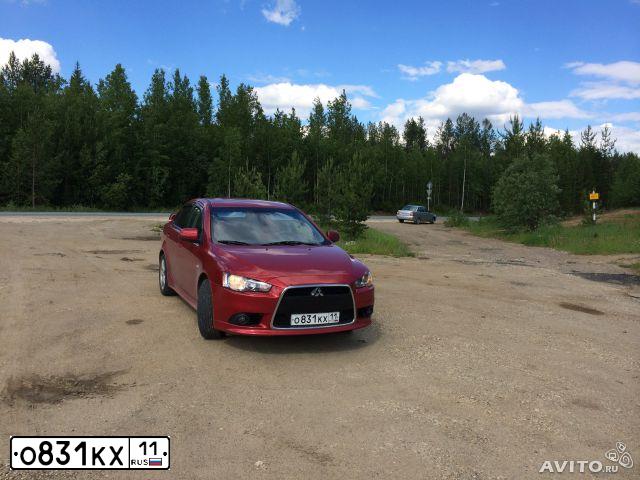 Фото автомобиля MITSUBISHI LANCER, 2007 — госномер Н448РВ43. Цвет: Красный