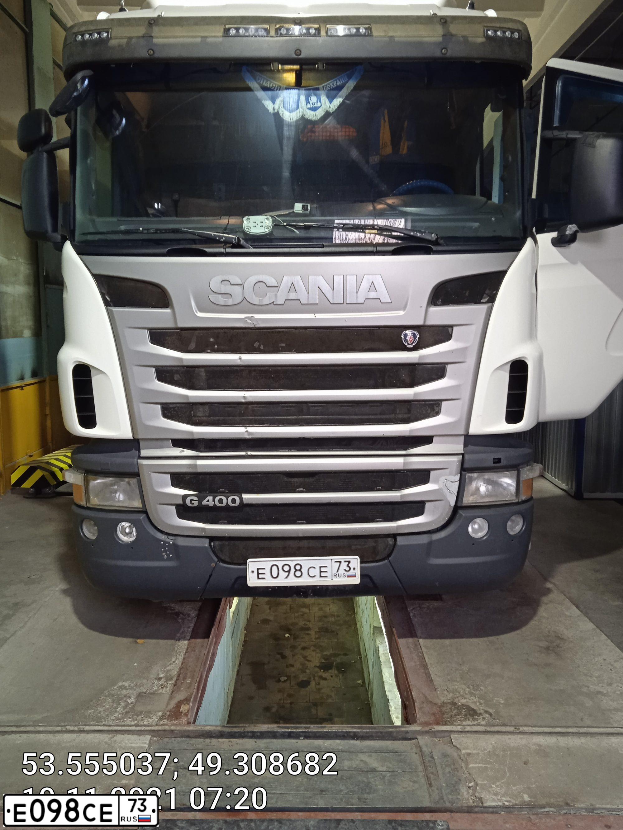 Фото автомобиля SCANIA SERIE G /4X2/, 2013 — госномер Е098СЕ73. Цвет: БЕЛЫЙ