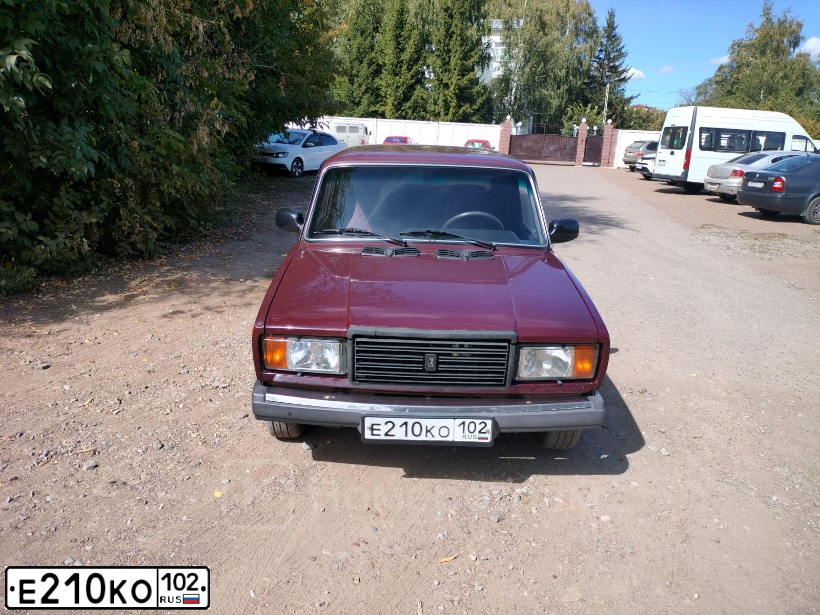 Фото автомобиля LADA 2107, 2008 — госномер Е210КО102. Цвет: ТЕМНО-ВИШНЕВЫЙ
