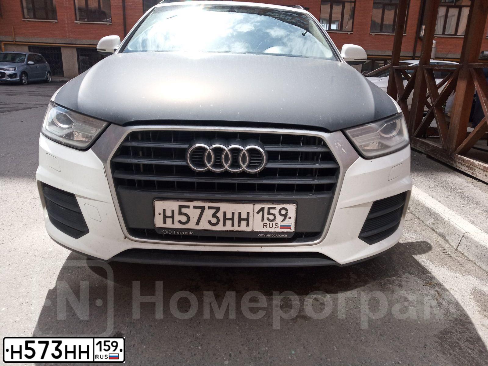 Фото автомобиля AUDI Q3, 2016 — госномер Н573НН159. Цвет: Белый
