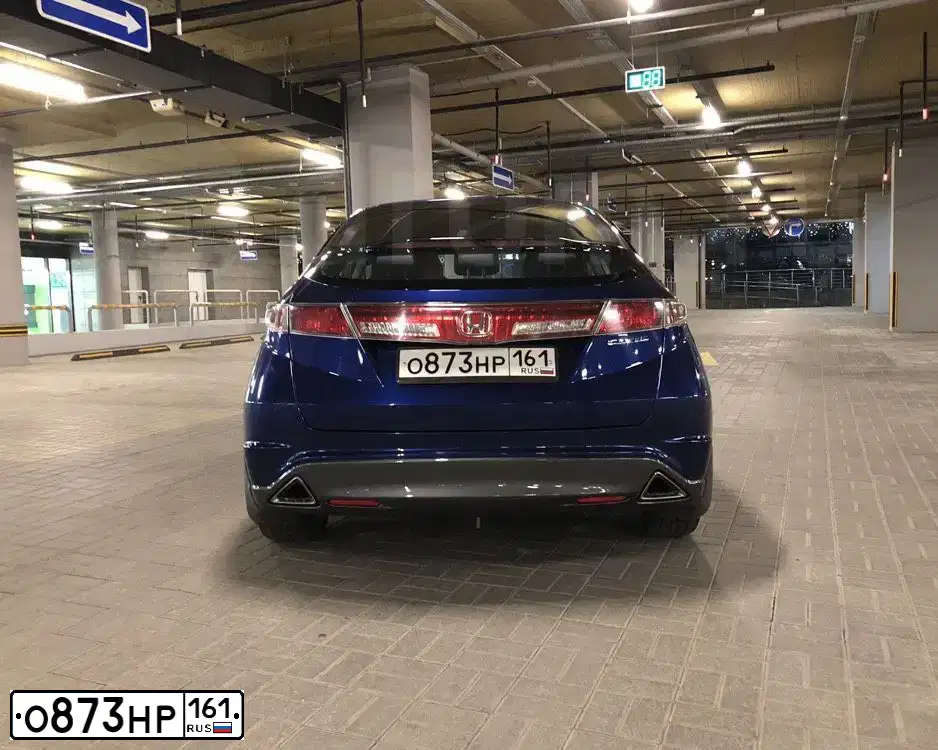 Фото автомобиля HONDA CIVIC, 2011 — госномер В452АТ761. Цвет: синий