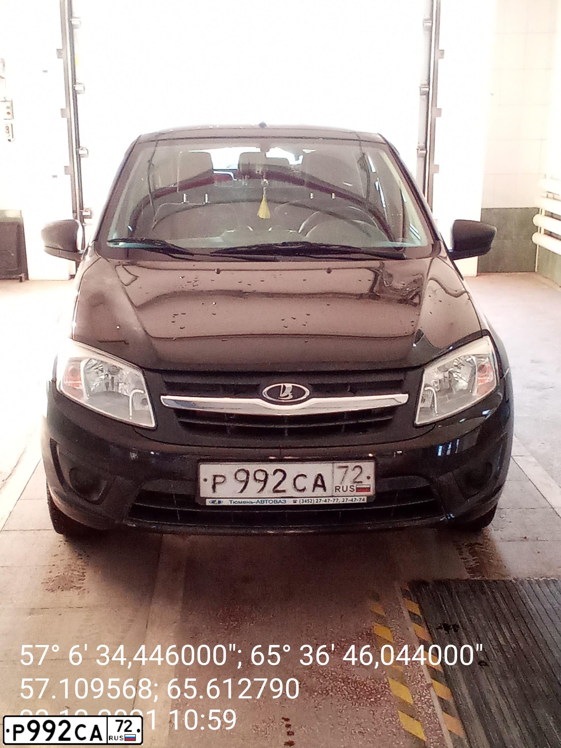 Фото автомобиля LADA 2191 GRANTA, 2014 — госномер Р992СА72. Цвет: ЧЕРНЫЙ
