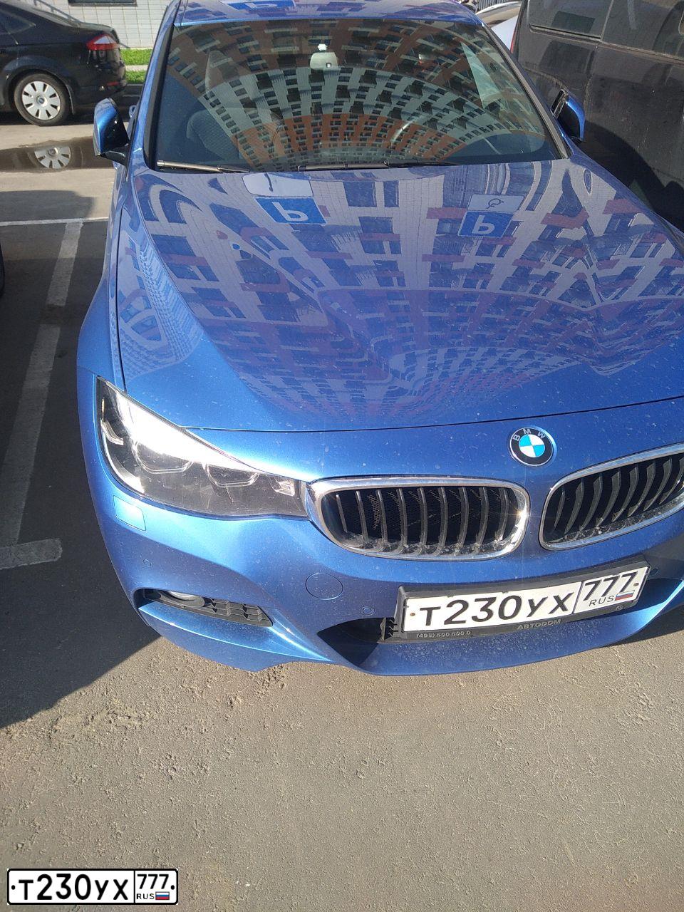 Фото автомобиля BMW SERIE 3 GT, 2017 — госномер У860СУ71. Цвет: синий