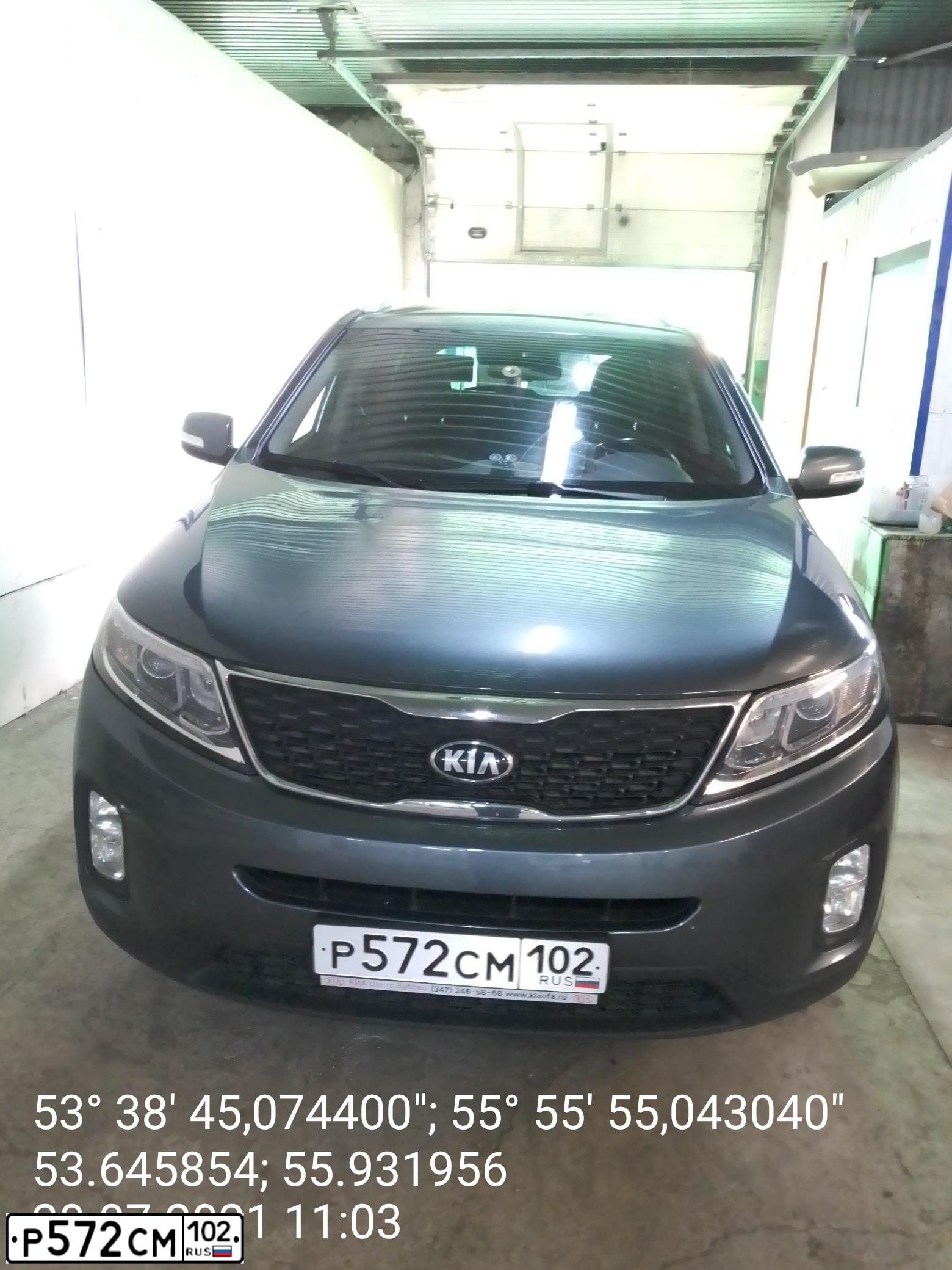 Фото автомобиля KIA SORENTO, 2014 — госномер В447ОЕ702. Цвет: ЗЕЛЕНЫЙ