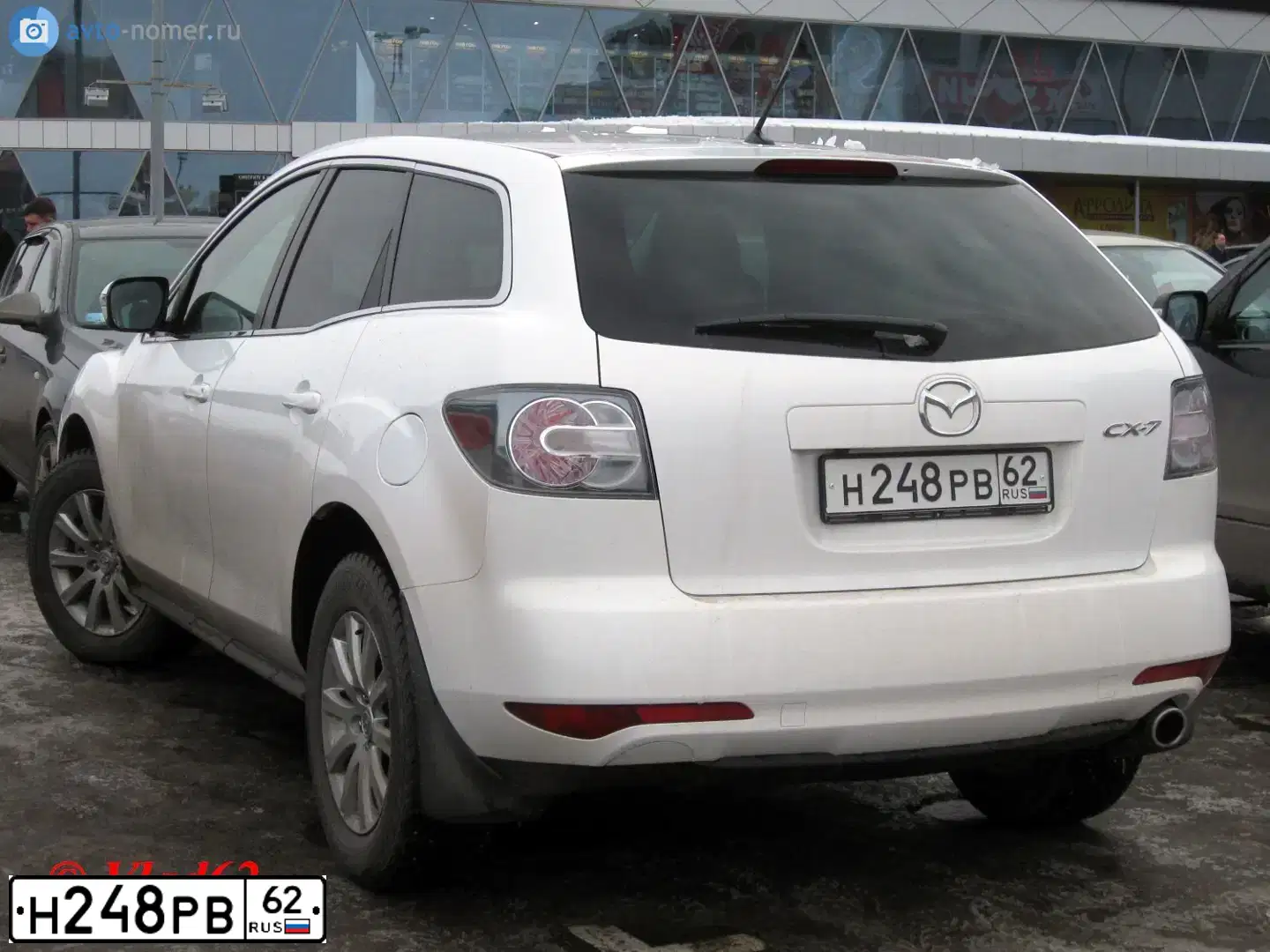 Фото автомобиля MAZDA CX-7, 2011 — госномер Н248РВ62. Цвет: Белый