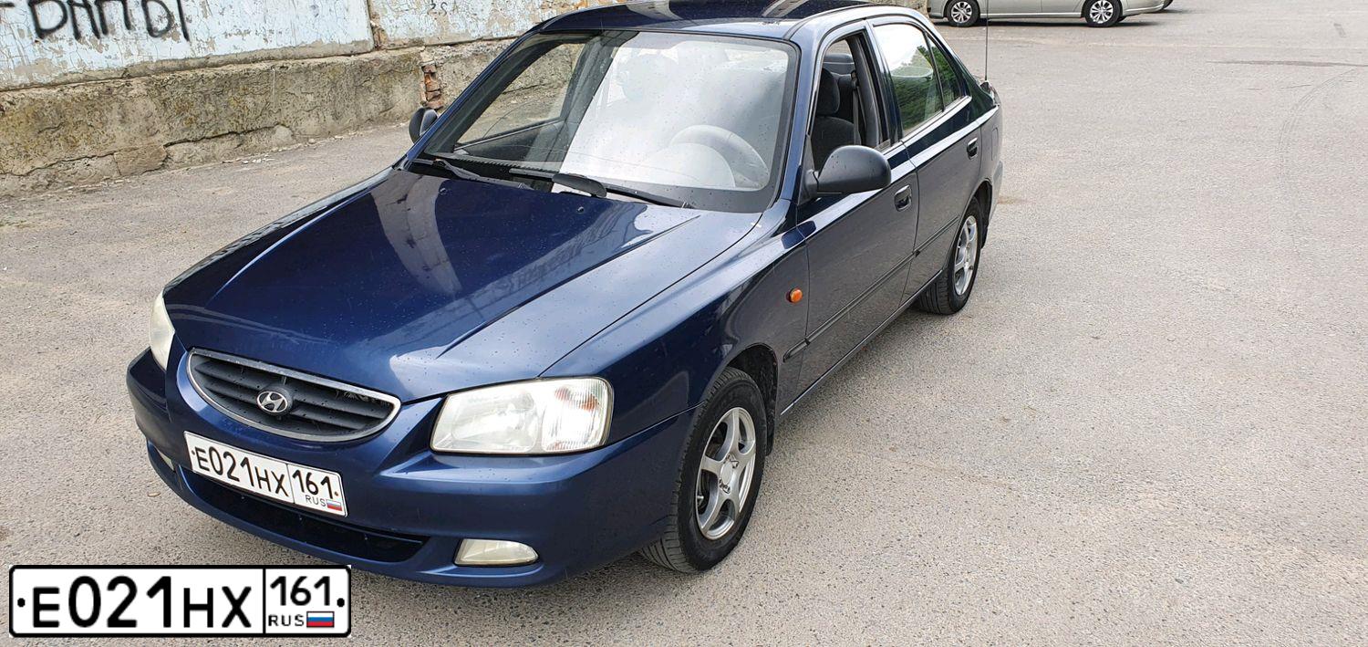 Фото автомобиля TAGAZ ACCENT, 2008 — госномер Е021НХ161. Цвет: синий