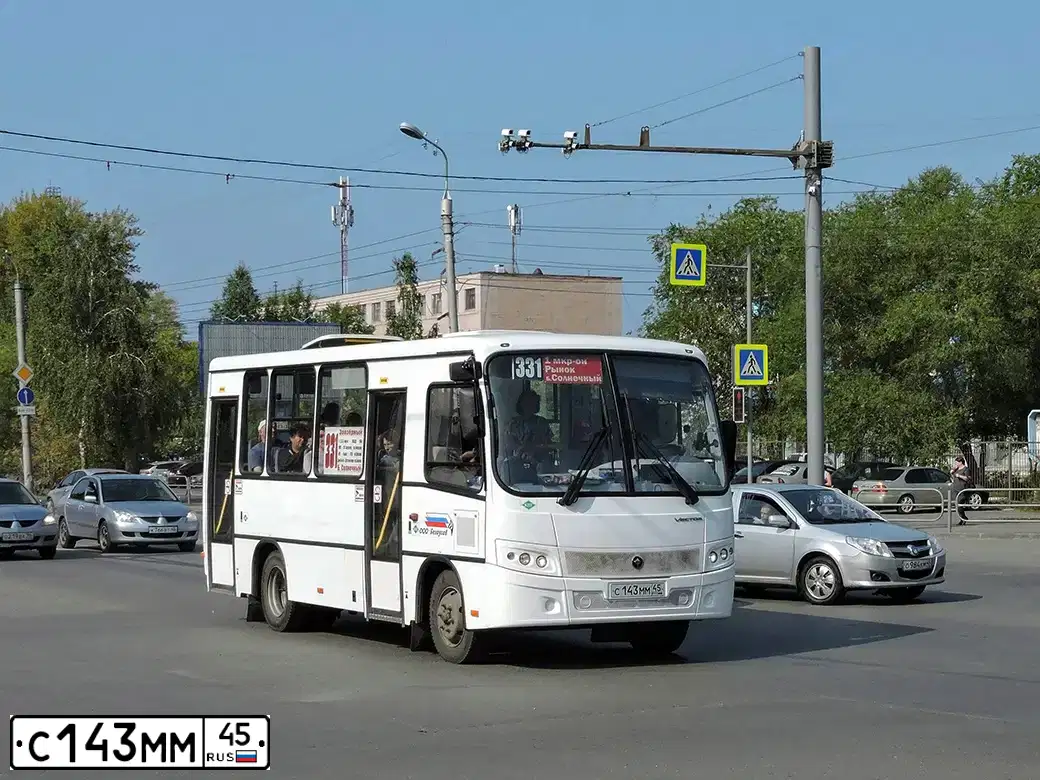 Фото автомобиля PAZ Z 3203, 2019 — госномер С143ММ45. Цвет: Белый