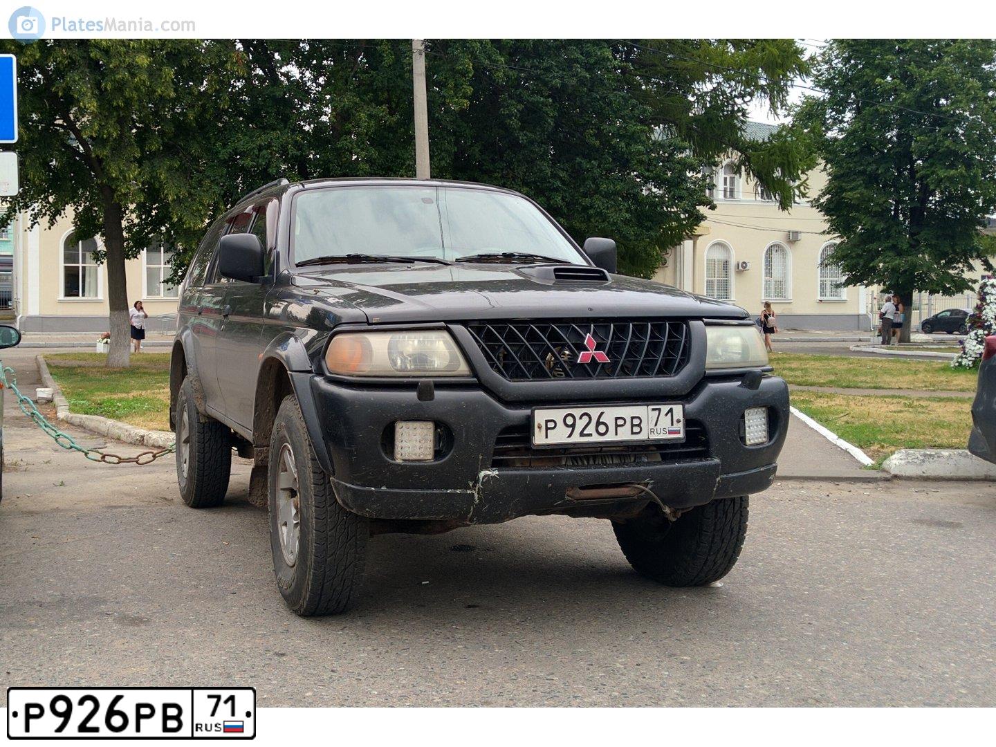 Фото автомобиля MITSUBISHI PAJERO SPORT, 2001 — госномер Р926РВ71. Цвет: ЧЕРНЫЙ