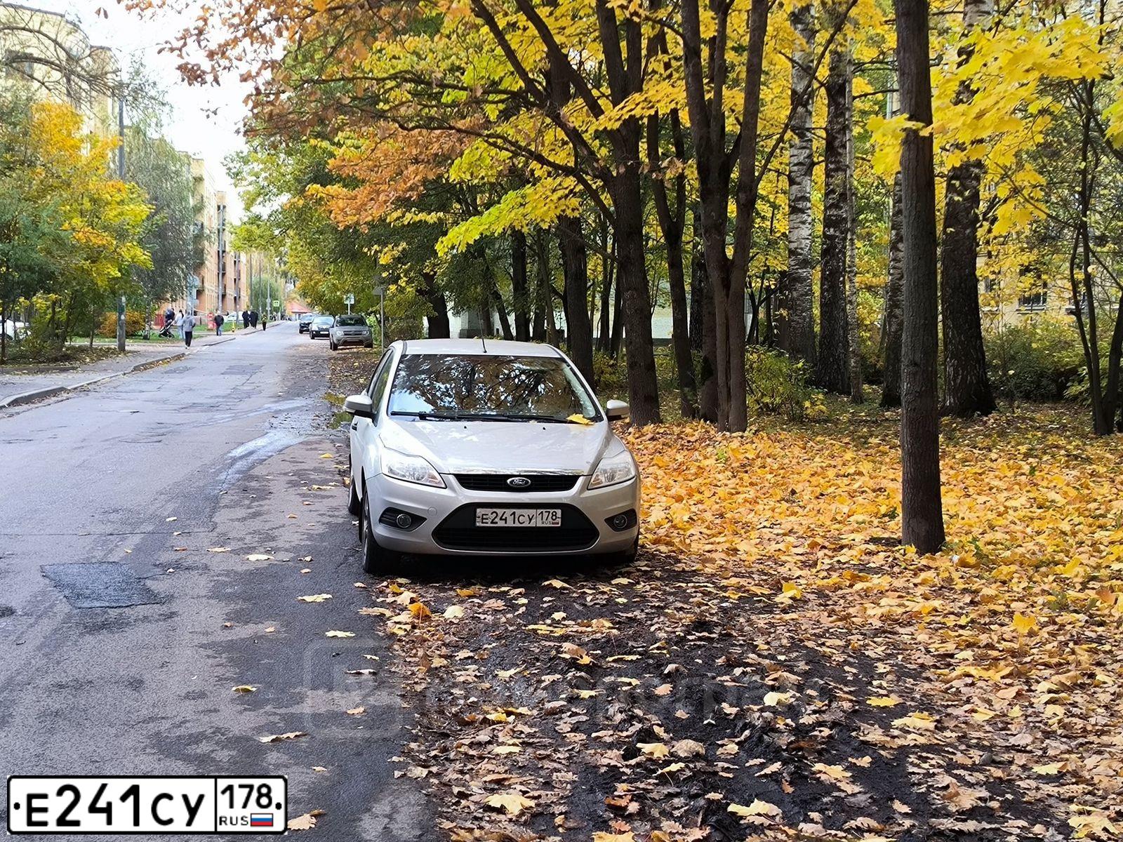 Фото автомобиля FORD FOCUS, 2011 — госномер Е241СУ178. Цвет: СЕРЕБРИСТЫЙ