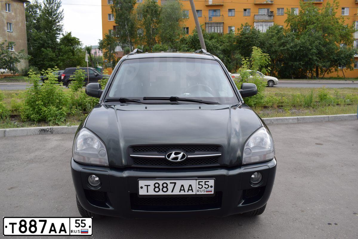 Фото автомобиля HYUNDAI TUCSON, 2007 — госномер Т887АА55. Цвет: Темно-зеленый