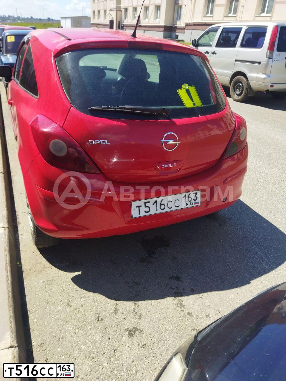 Фото автомобиля OPEL CORSA, 2006 — госномер Т516СС163. Цвет: Красный