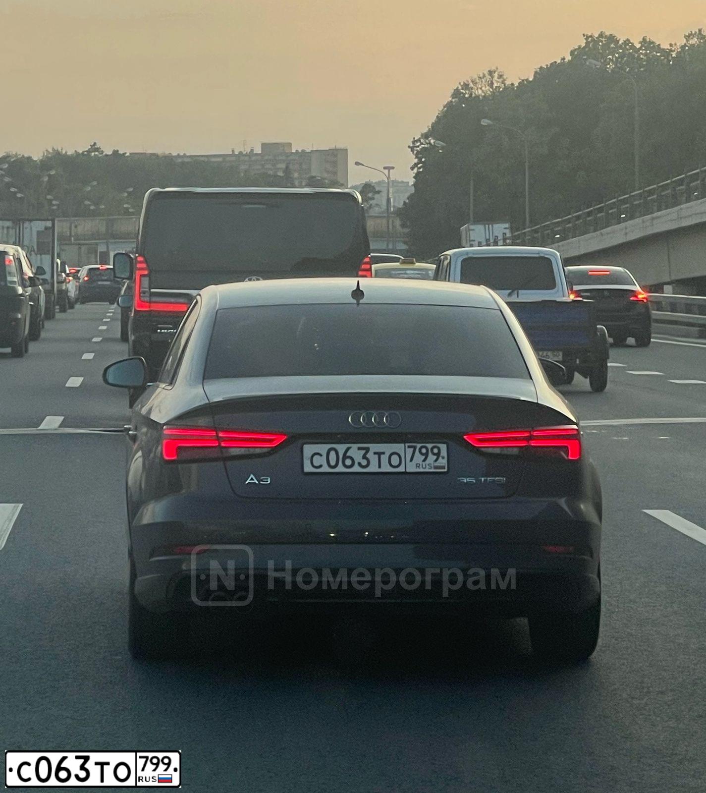 Фото автомобиля AUDI A3, 2018 — госномер С063ТО799. Цвет: Серый