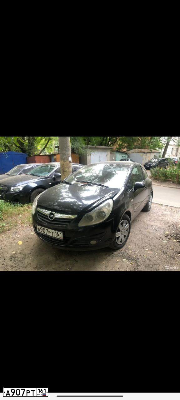 Фото автомобиля OPEL CORSA, 2007 — госномер А907РТ161. Цвет: ЧЕРНЫЙ