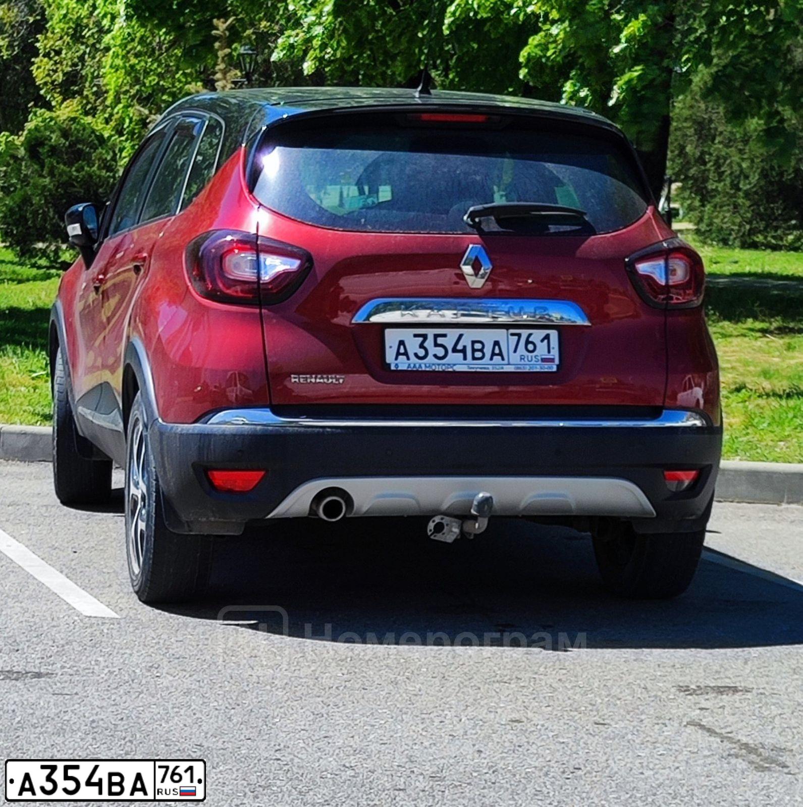 Фото автомобиля RENAULT KAPTUR, 2019 — госномер А354ВА761. Цвет: КРАСНЫЙ ЧЕРНЫЙ