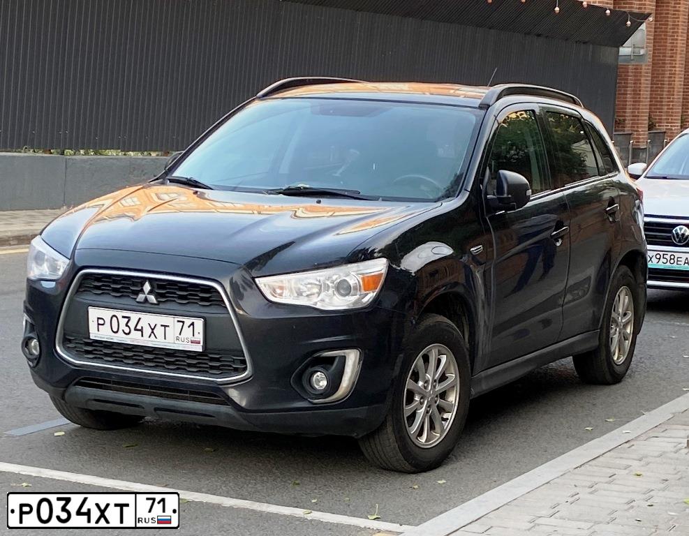 Фото автомобиля MITSUBISHI ASX, 2014 — госномер Р034ХТ71. Цвет: ЧЕРНЫЙ