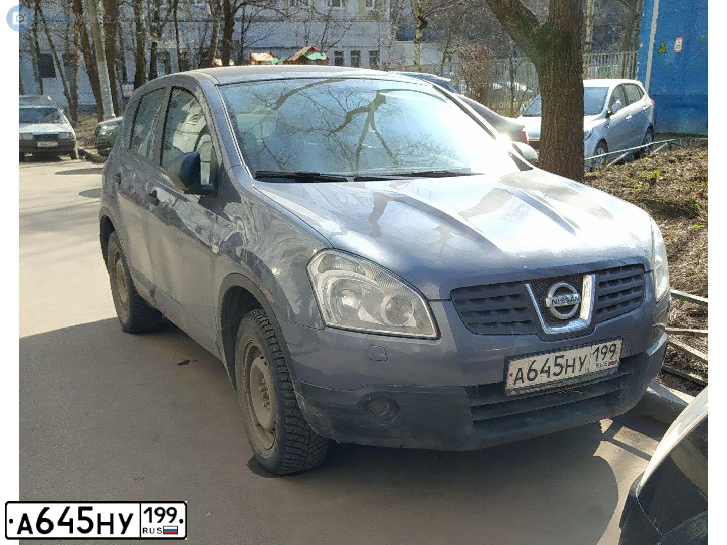 Фото автомобиля NISSAN QASHQAI, 2008 — госномер А645НУ199. Цвет: СЕРЫЙ