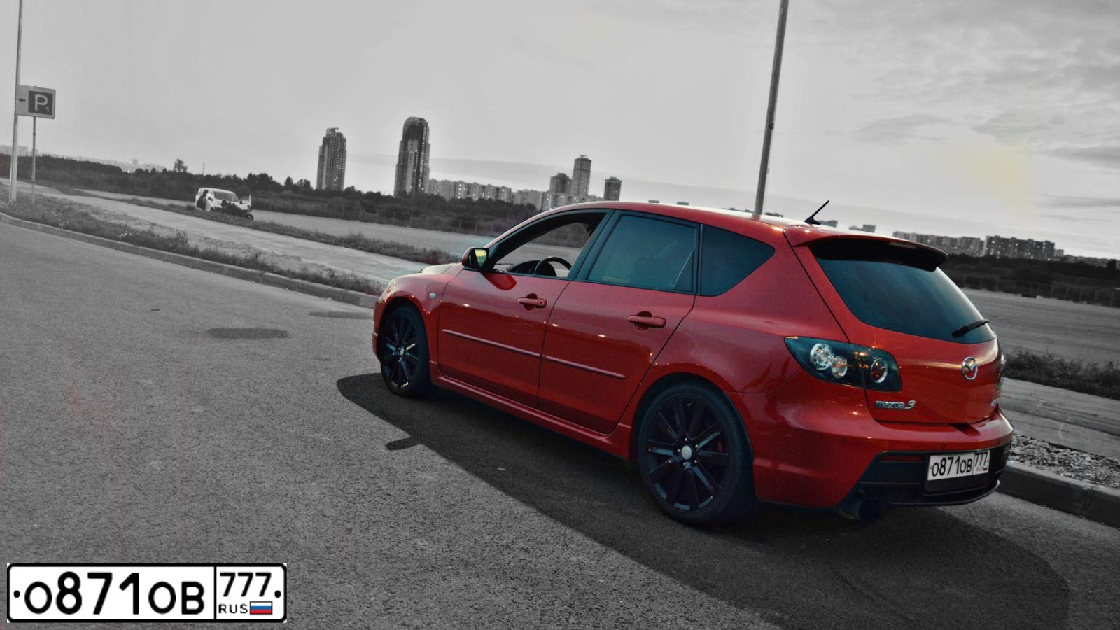 Фото автомобиля MAZDA 3, 2008 — госномер О871ОВ777. Цвет: КРАСНЫЙ