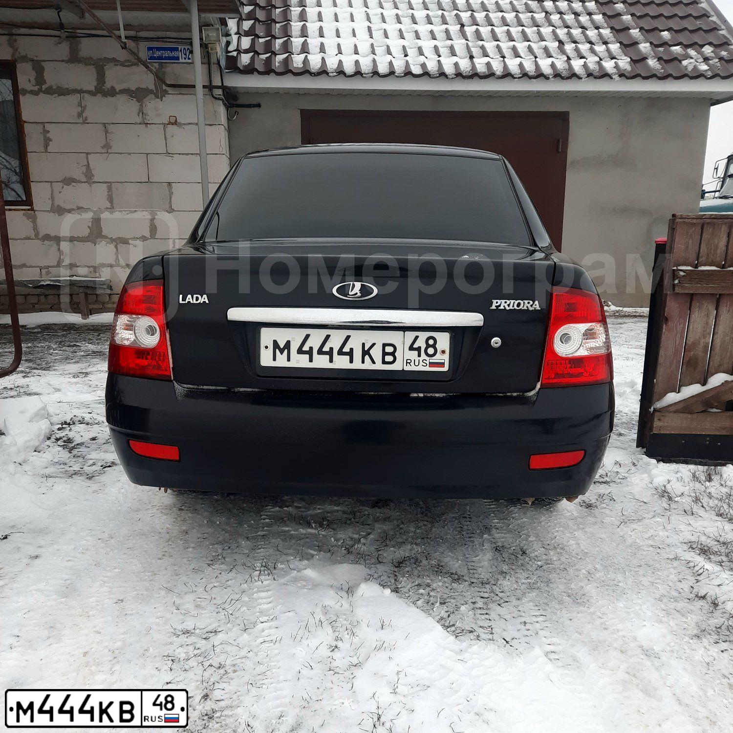 Фото автомобиля LADA 2170 PRIORA, 2011 — госномер М444КВ48. Цвет: ЧЕРНО-СИНИЙ