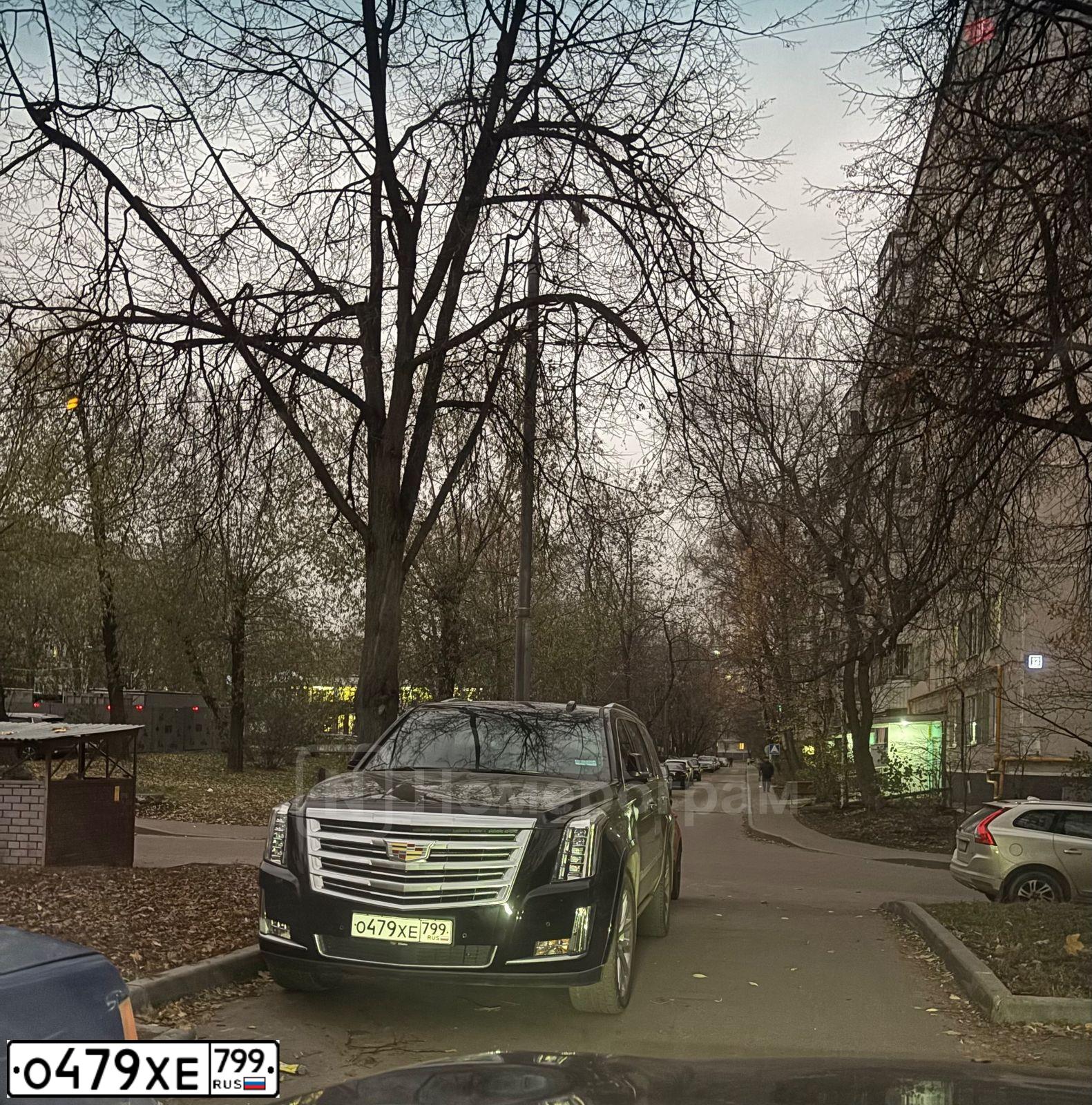 Фото автомобиля CADILLAC ESCALADE, 2019 — госномер О479ХЕ799. Цвет: ЧЕРНЫЙ