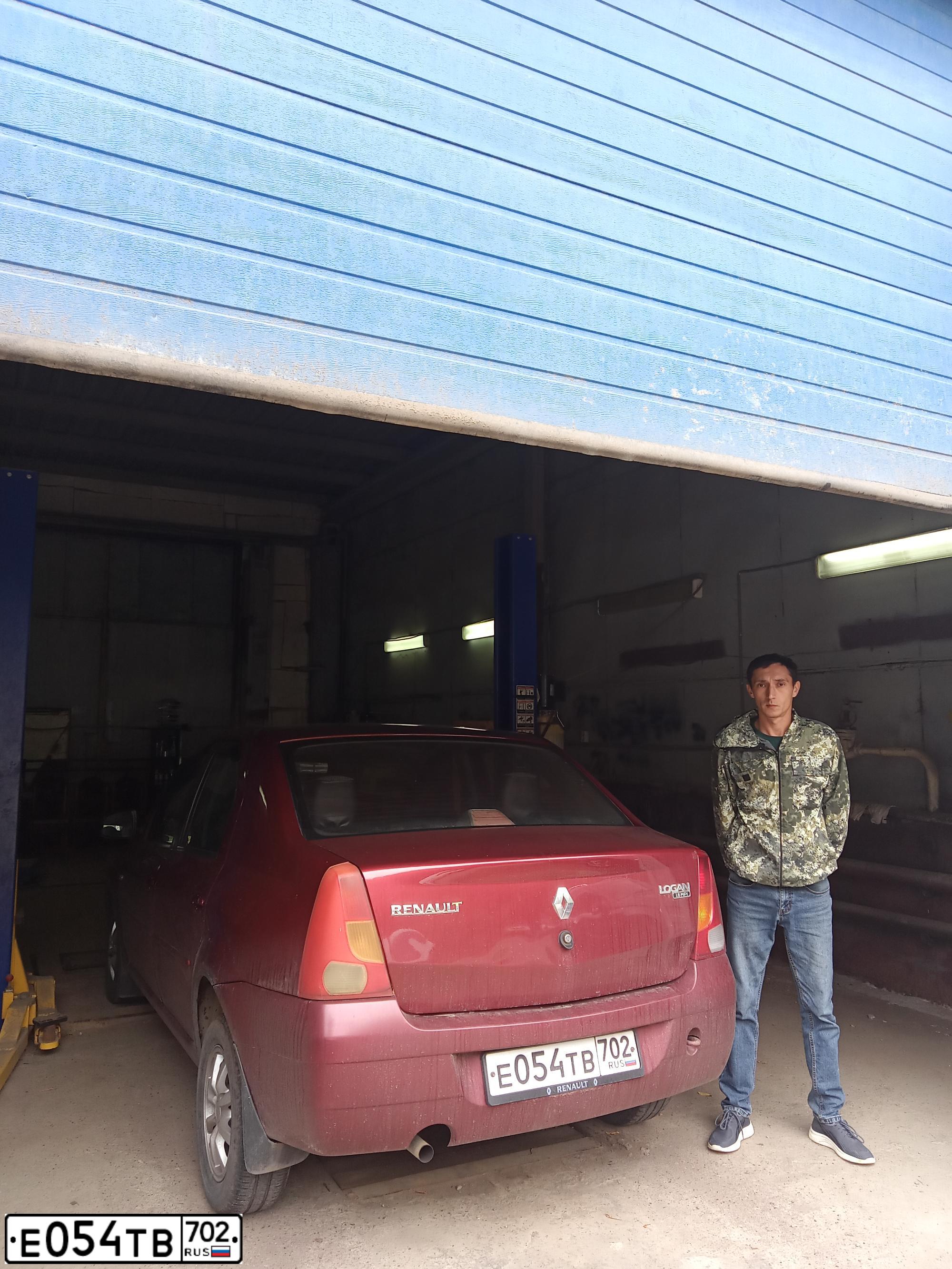 Фото автомобиля RENAULT LOGAN, 2008 — госномер Е054ТВ702. Цвет: Красный