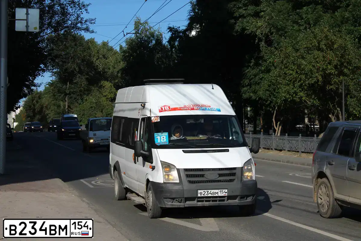 Фото автомобиля FORD TRANSIT, 2013 — госномер В234ВМ154. Цвет: БЕЛЫЙ