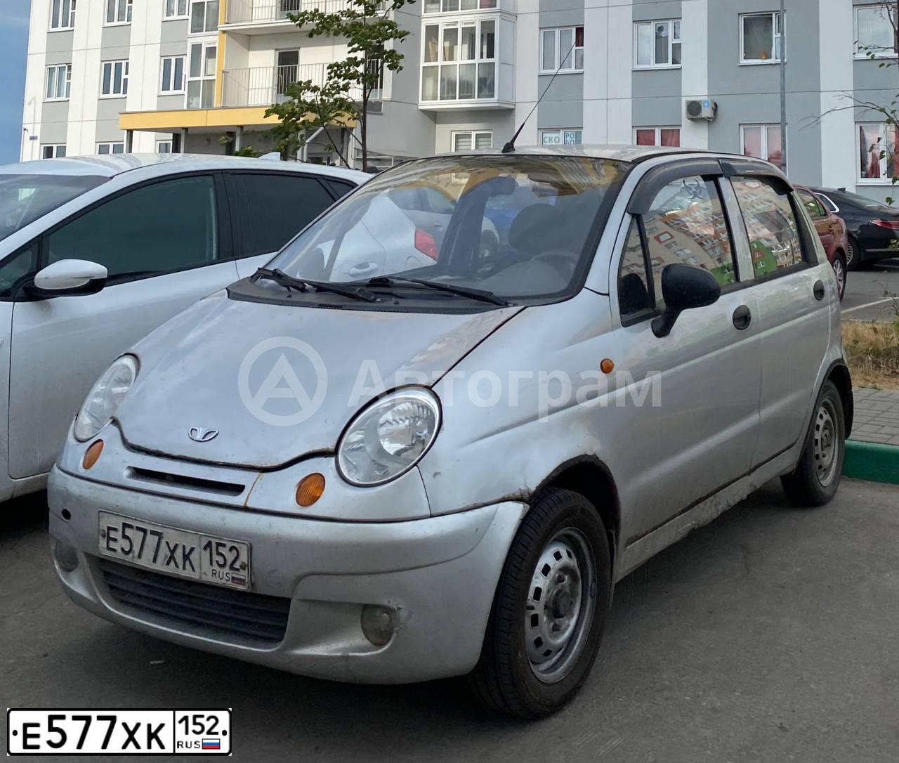 Фото автомобиля DAEWOO MATIZ, 2010 — госномер Е577ХК152. Цвет: СЕРЫЙ