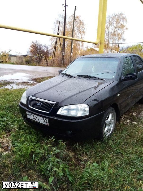 Фото автомобиля CHERY AMULET /FLAGCLOUD/, 2007 — госномер У032ЕТ52. Цвет: ЧЕРНЫЙ