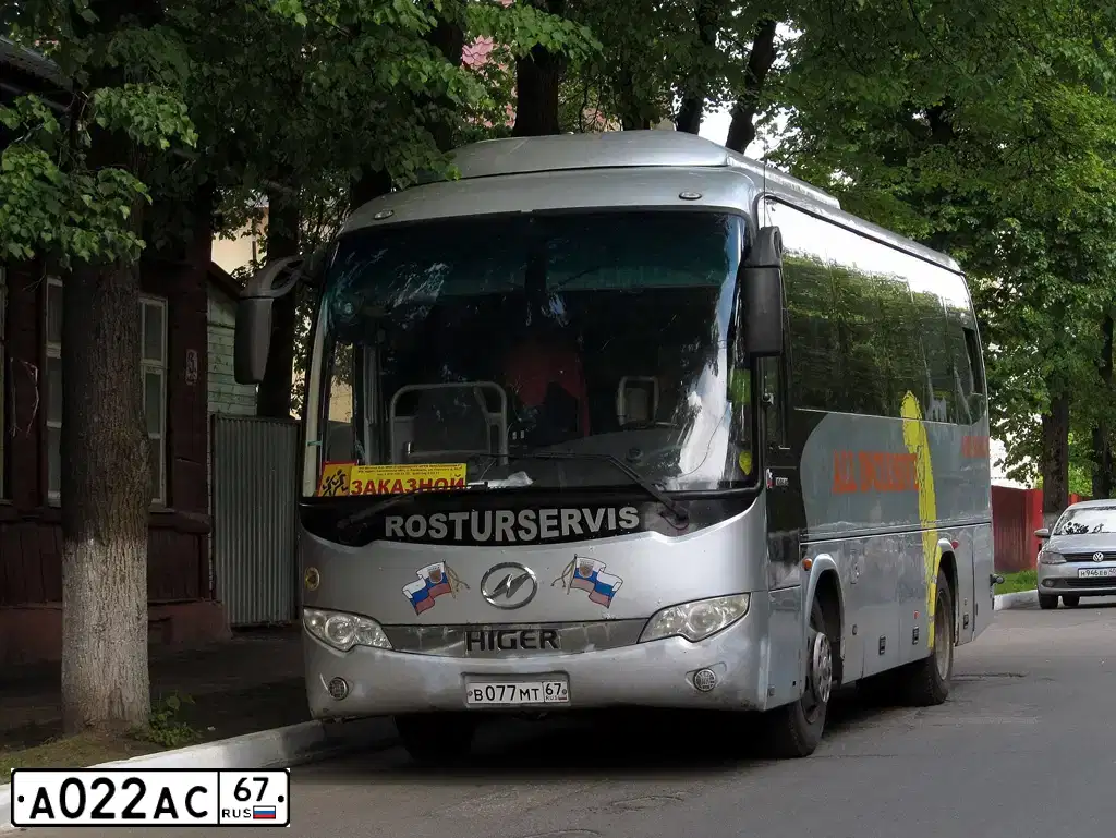 Фото автомобиля HIGER KLQ 6840, 2008 — госномер М434МК67. Цвет: Серый