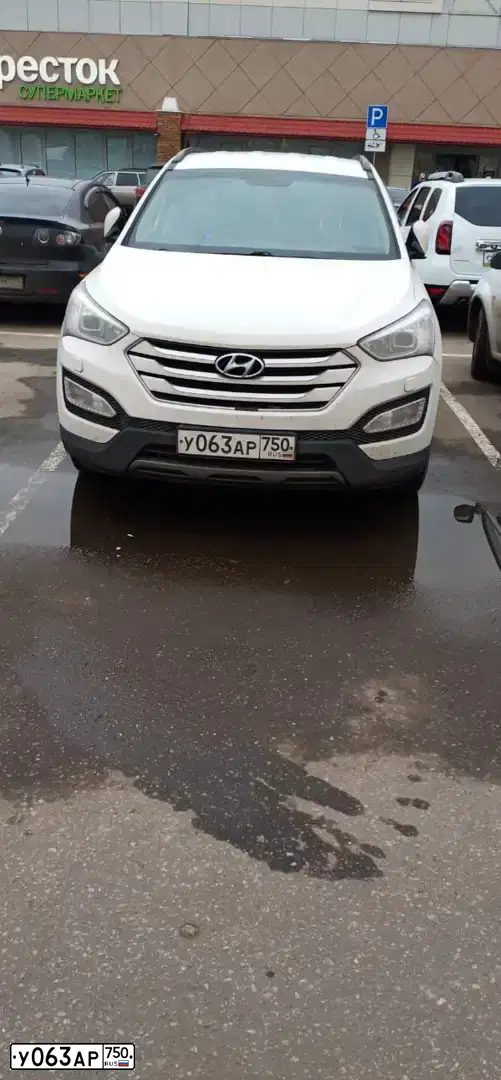 Фото автомобиля HYUNDAI SANTA FE, 2014 — госномер У063АР750. Цвет: Белый