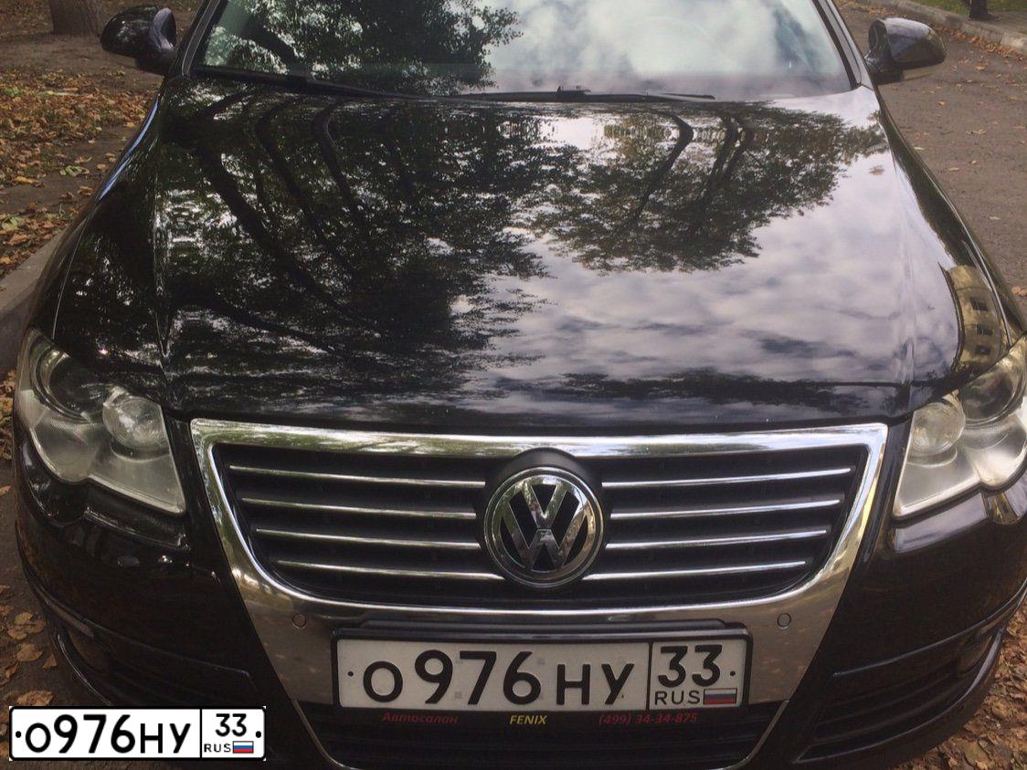 Фото автомобиля VOLKSWAGEN PASSAT, 2008 — госномер О976НУ33. Цвет: ЧЕРНЫЙ