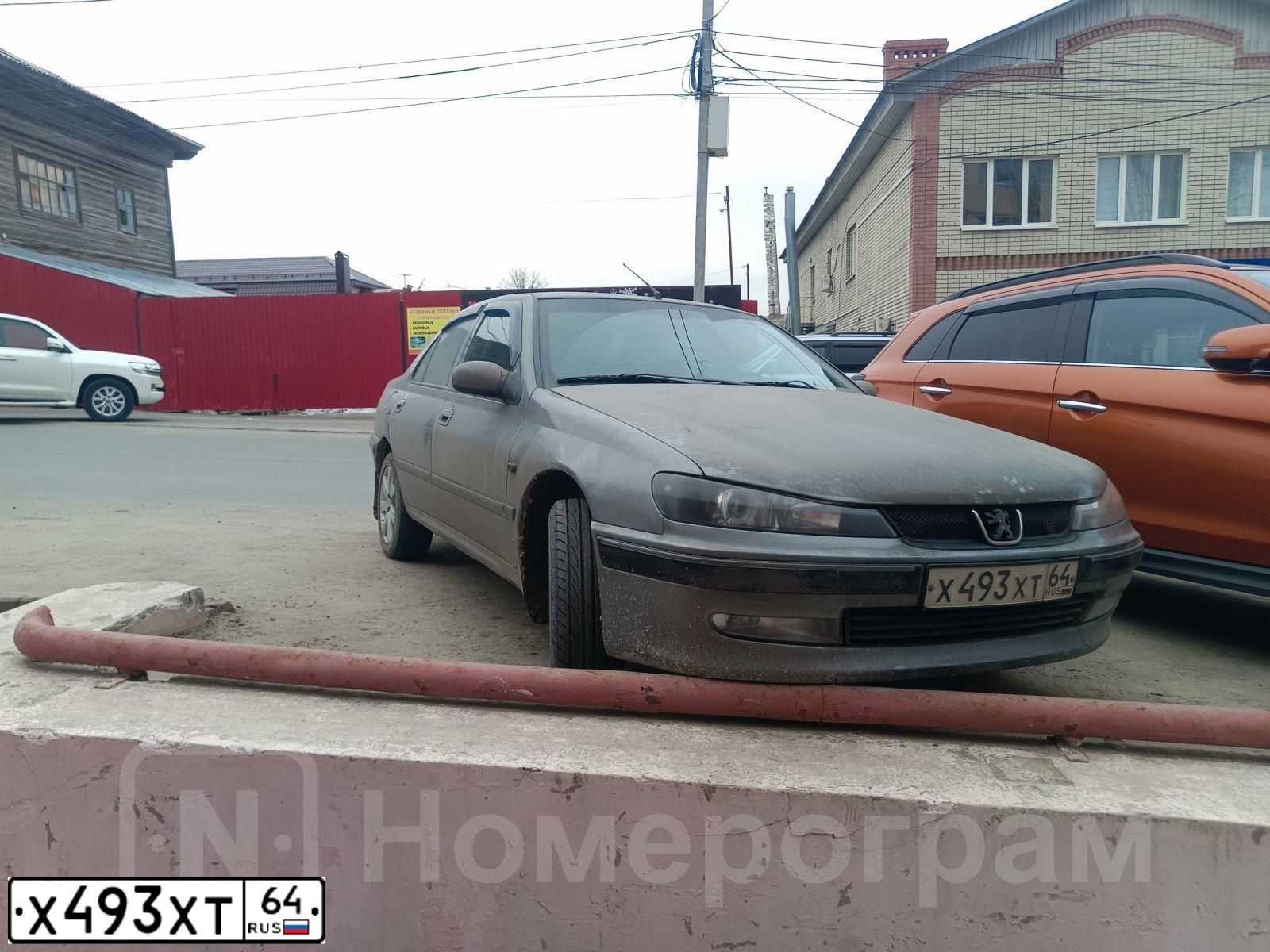 Фото автомобиля PEUGEOT 406, 2004 — госномер Х493ХТ64. Цвет: СЕРЫЙ (СЕРЕБРИСТЫЙ)