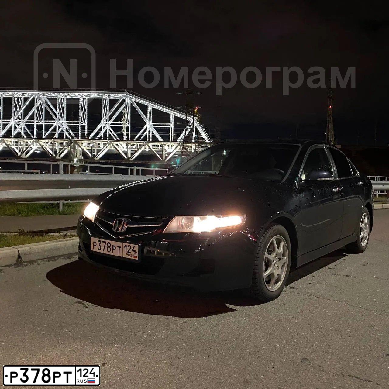 Фото автомобиля HONDA ACCORD, 2006 — госномер Р378РТ124. Цвет: ЧЕРНЫЙ