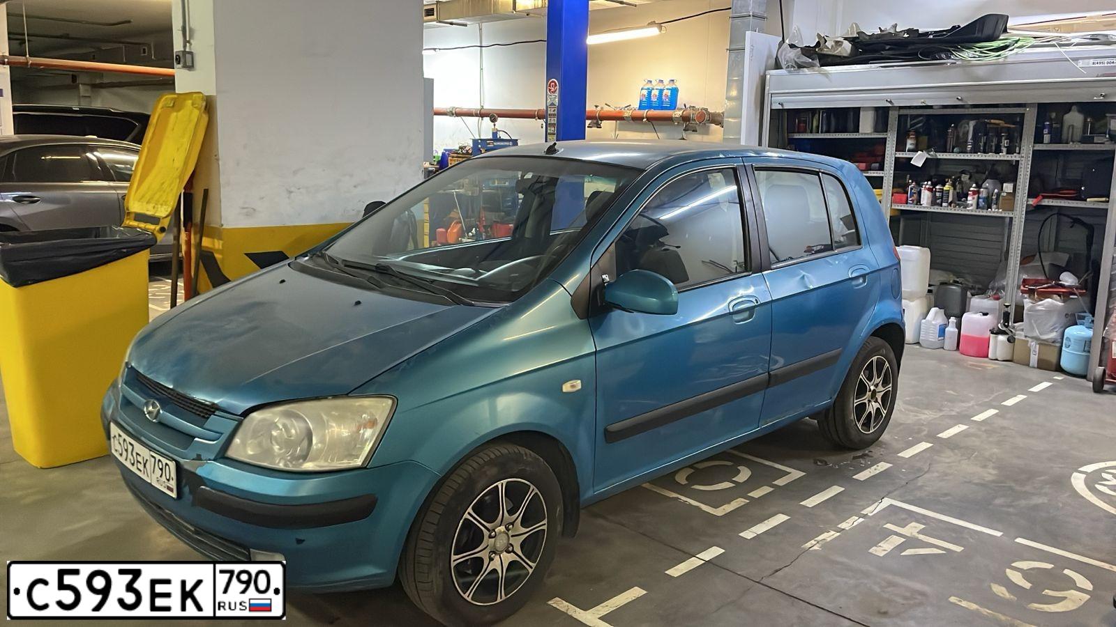 Фото автомобиля HYUNDAI GETZ, 2005 — госномер С593ЕК790. Цвет: ГОЛУБОЙ