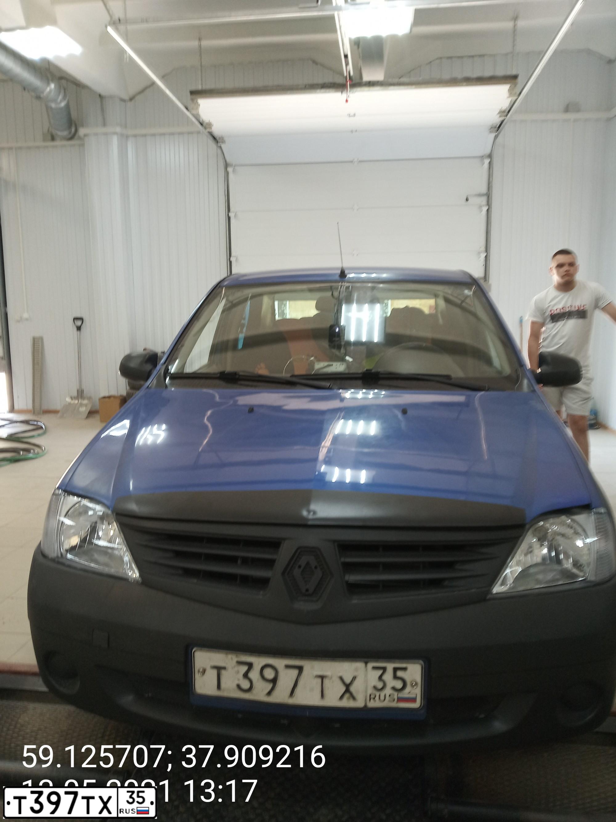 Фото автомобиля RENAULT LOGAN, 2007 — госномер Т397ТХ35. Цвет: СИНИЙ МЕТАЛИК