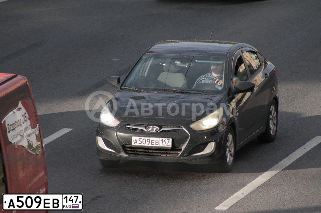 Фото автомобиля HYUNDAI SOLARIS, 2012 — госномер А509ЕВ147. Цвет: ЧЕРНЫЙ