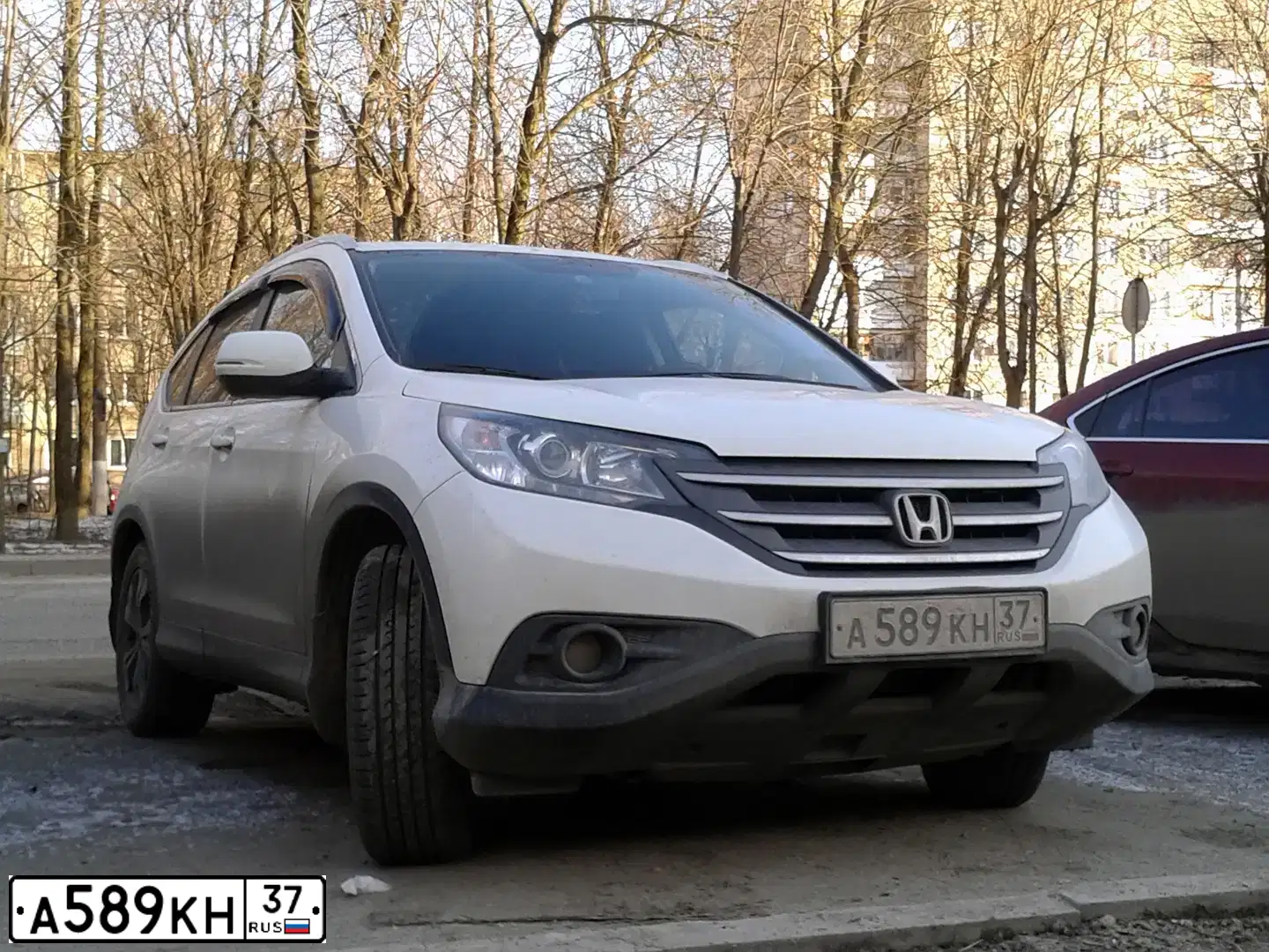 Фото автомобиля HONDA CR-V, 2013 — госномер В664АК37. Цвет: Белый