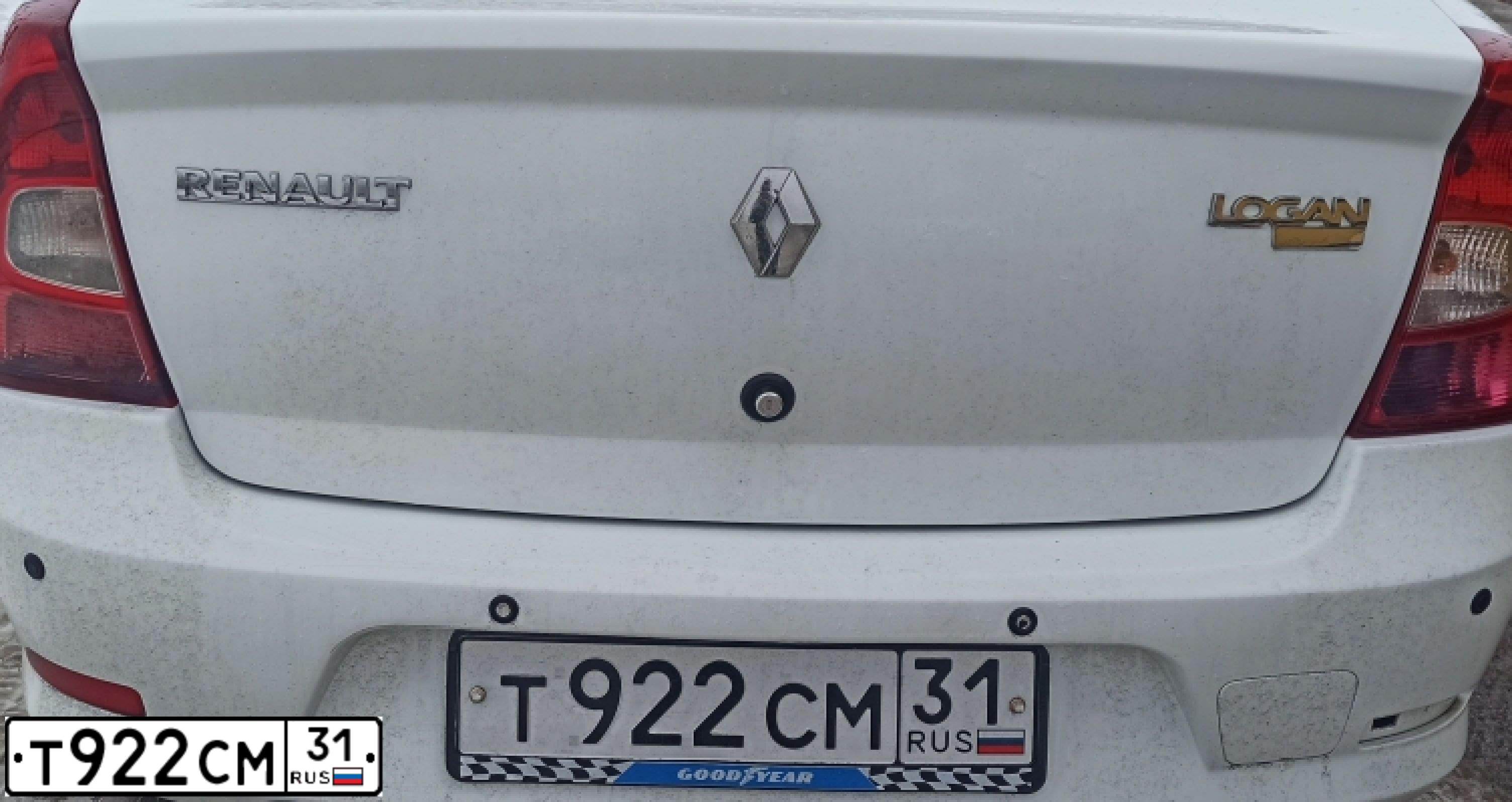 Фото автомобиля RENAULT LOGAN, 2013 — госномер Т922СМ31. Цвет: Белый