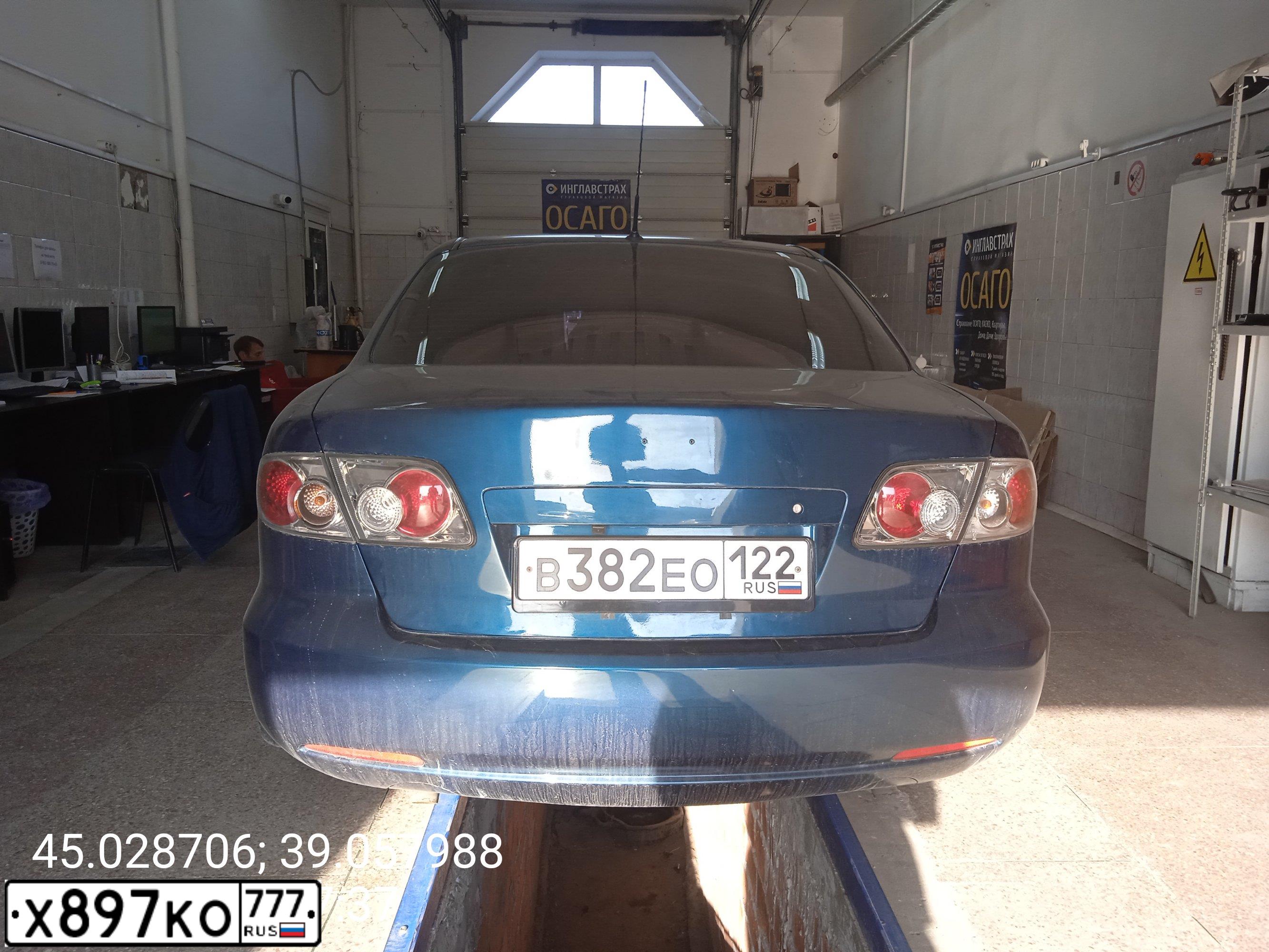 Фото автомобиля MAZDA 6, 2007 — госномер В382ЕО122. Цвет: сине-зеленый