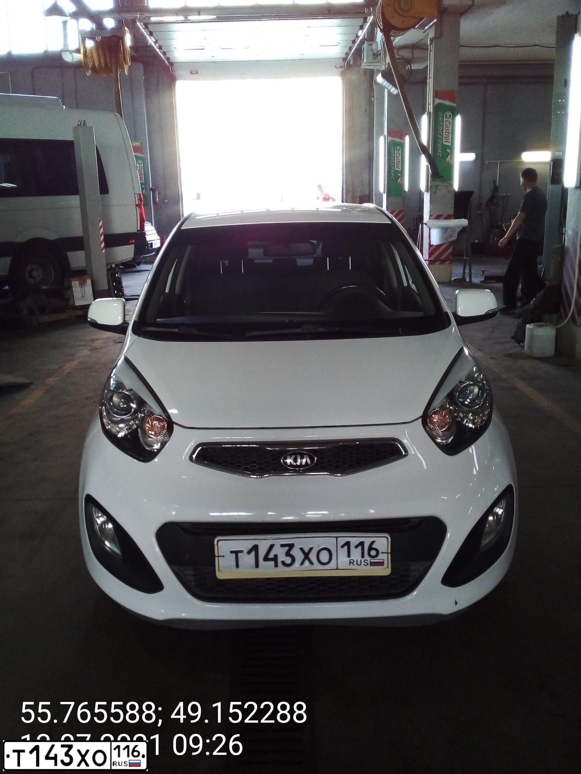 Фото автомобиля KIA PICANTO / MORNING, 2013 — госномер М244ЕХ716. Цвет: Белый