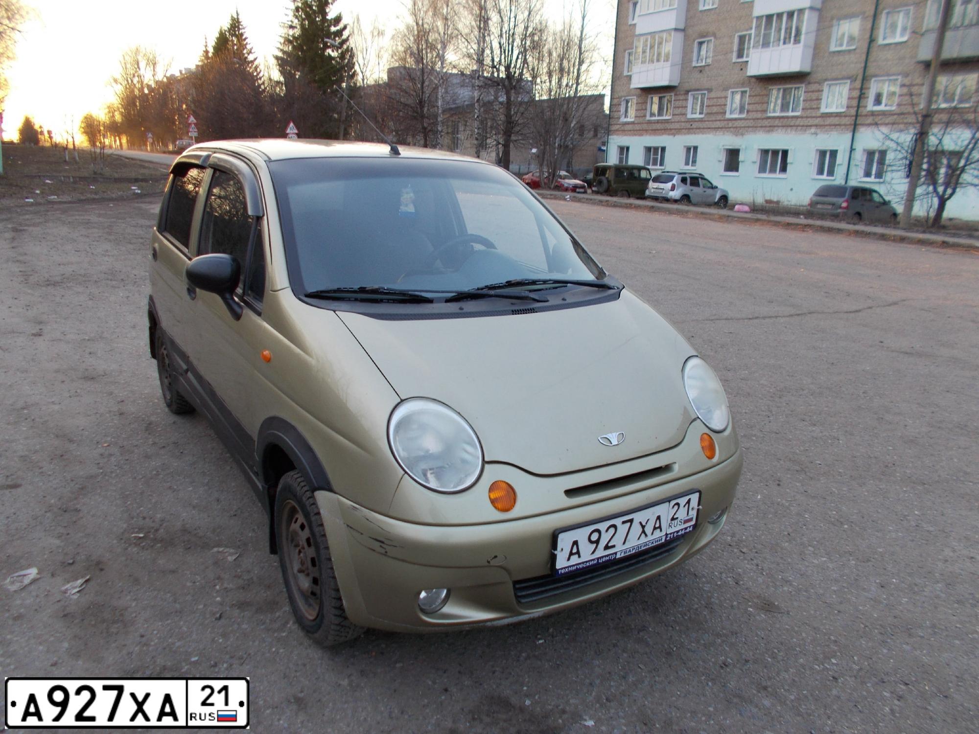 Фото автомобиля DAEWOO MATIZ, 2008 — госномер А927ХА21. Цвет: ПЕСОЧНО-БЕЖЕВЫЙ