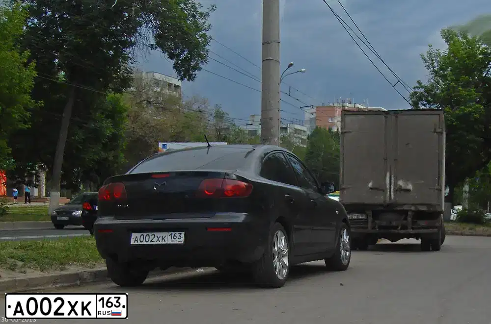 Фото автомобиля MAZDA 3, 2008 — госномер А704МА763. Цвет: ЧЕРНЫЙ