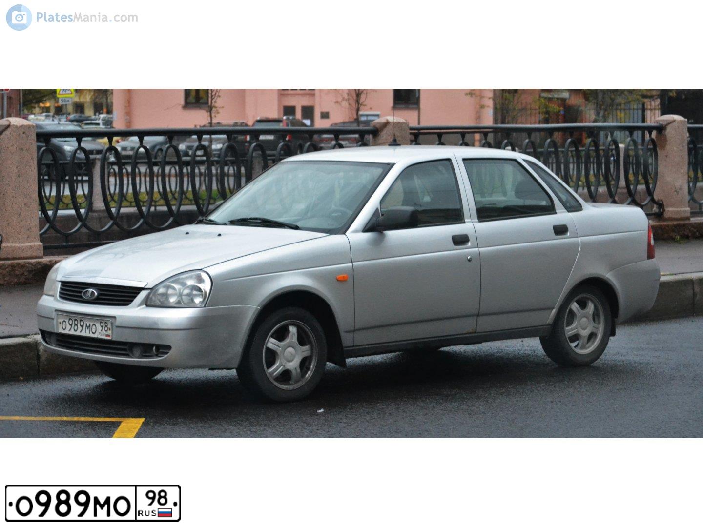 Фото автомобиля LADA 2170 PRIORA, 2010 — госномер О989МО98. Цвет: СВЕТЛО-СЕРЕБРИСТЫЙ МЕТАЛЛ