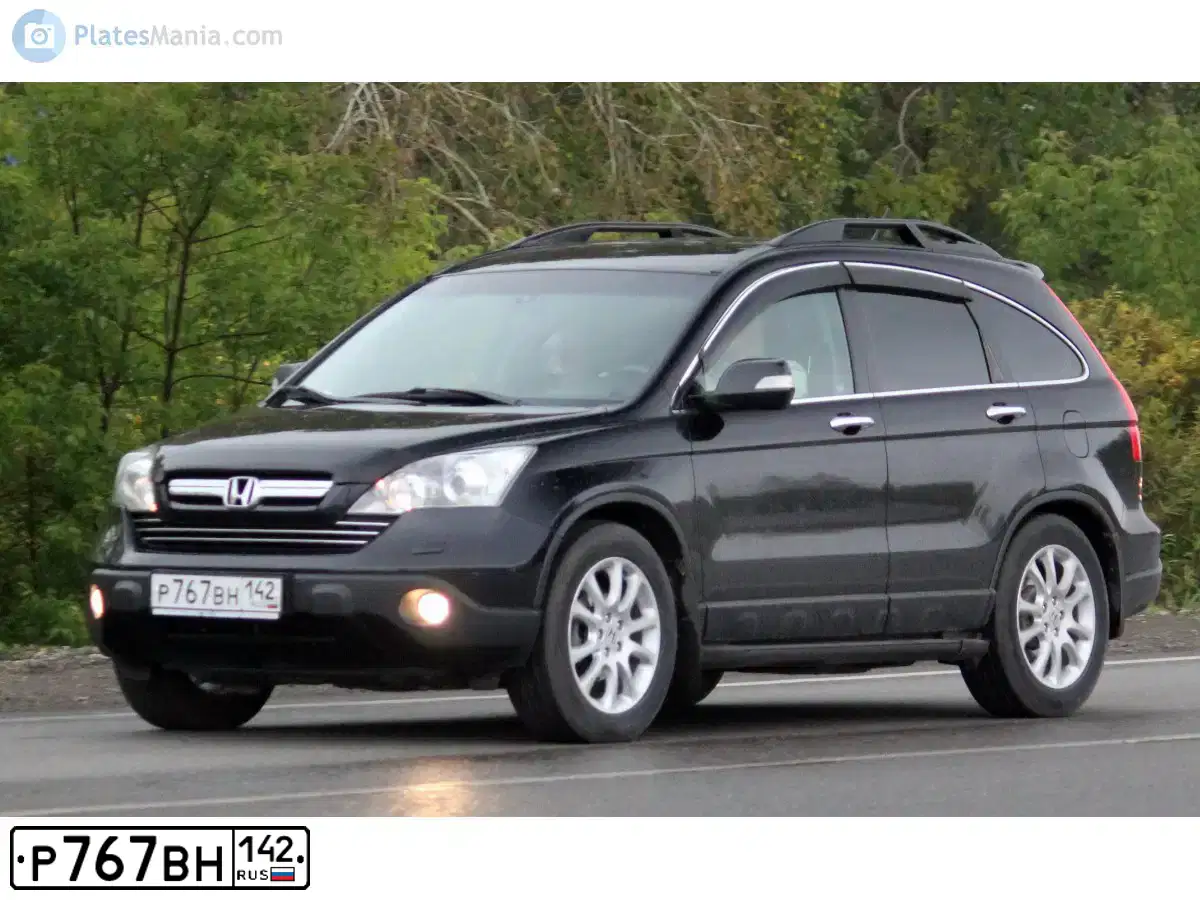 Фото автомобиля HONDA CR-V, 2008 — госномер Р767ВН142. Цвет: ЧЕРНЫЙ