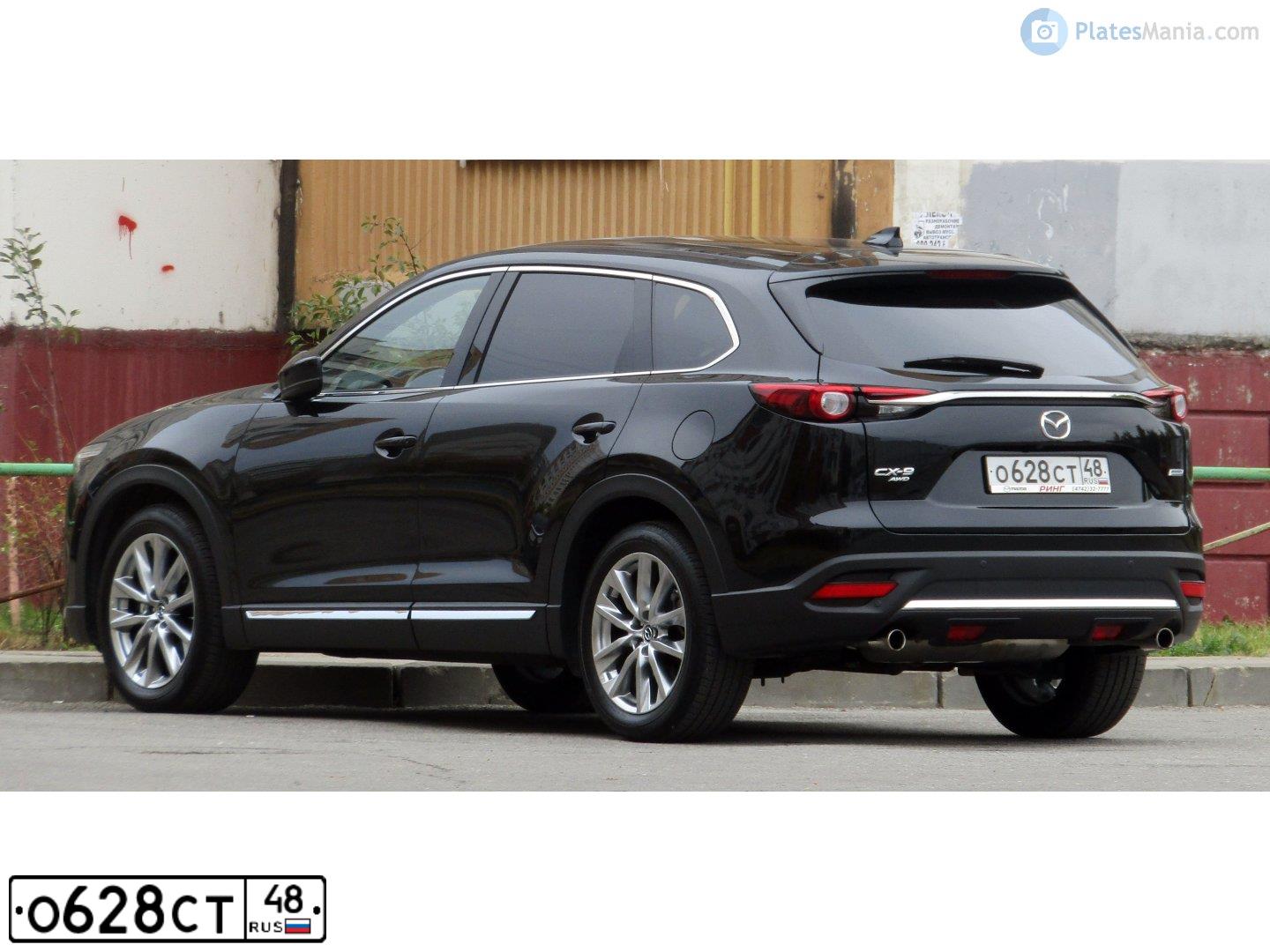 Фото автомобиля MAZDA CX-9, 2018 — госномер У238ВК48. Цвет: ЧЕРНЫЙ